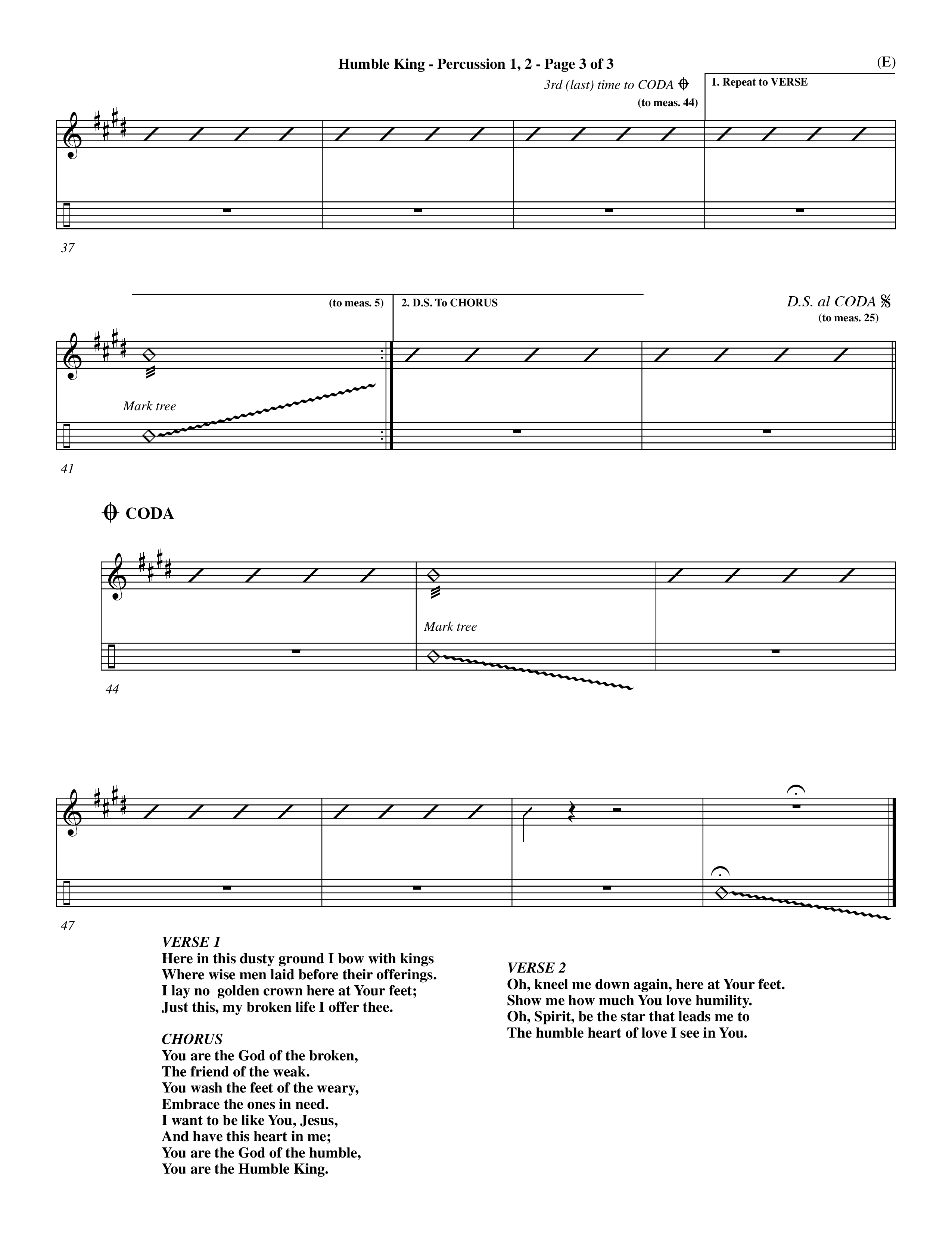 Humble King (Choral Anthem SATB) Percussion 1/2 (Word Music Choral / Orch. Dave Williamson)
