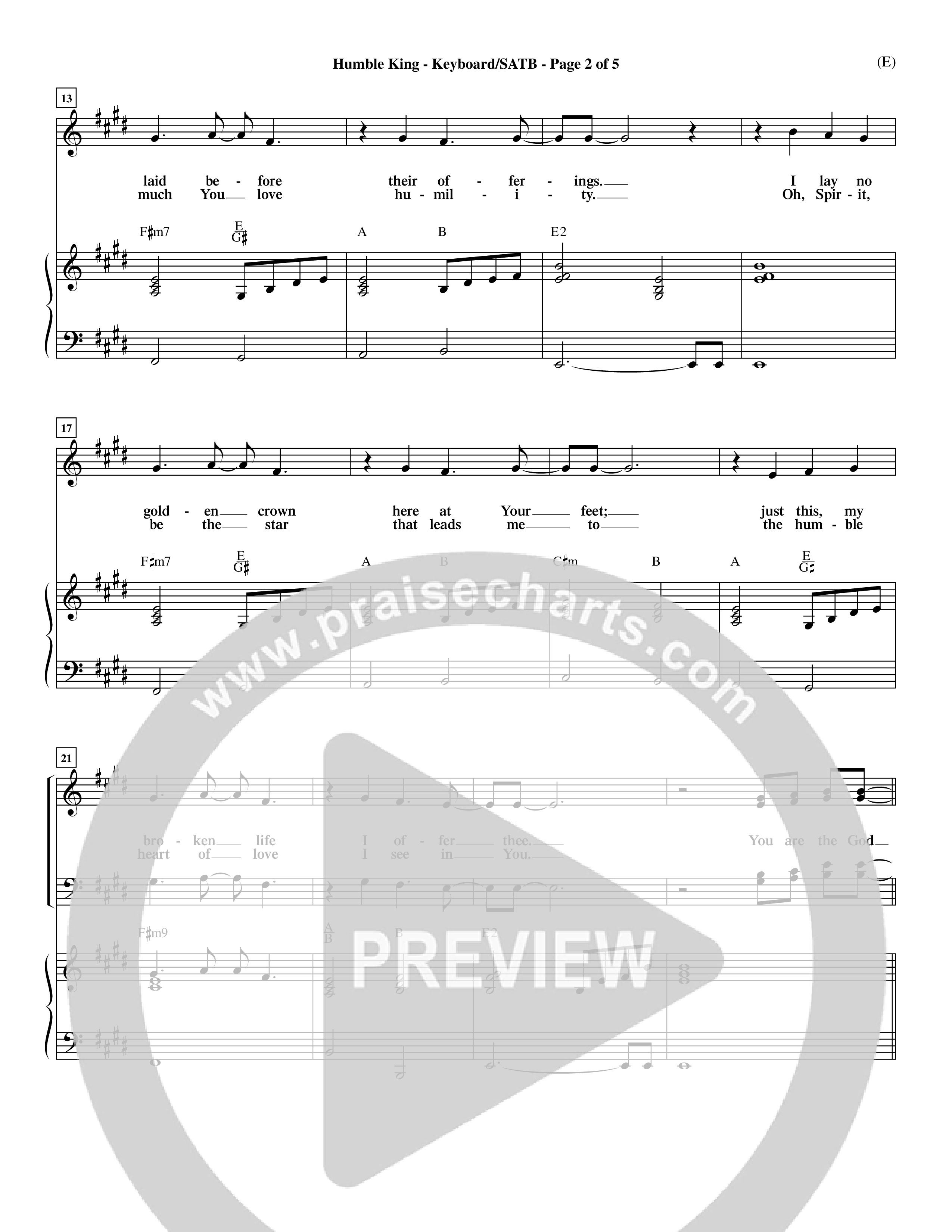 Humble King (Choral Anthem SATB) Keyboard/Vocal (SATB) (Word Music Choral / Orch. Dave Williamson)