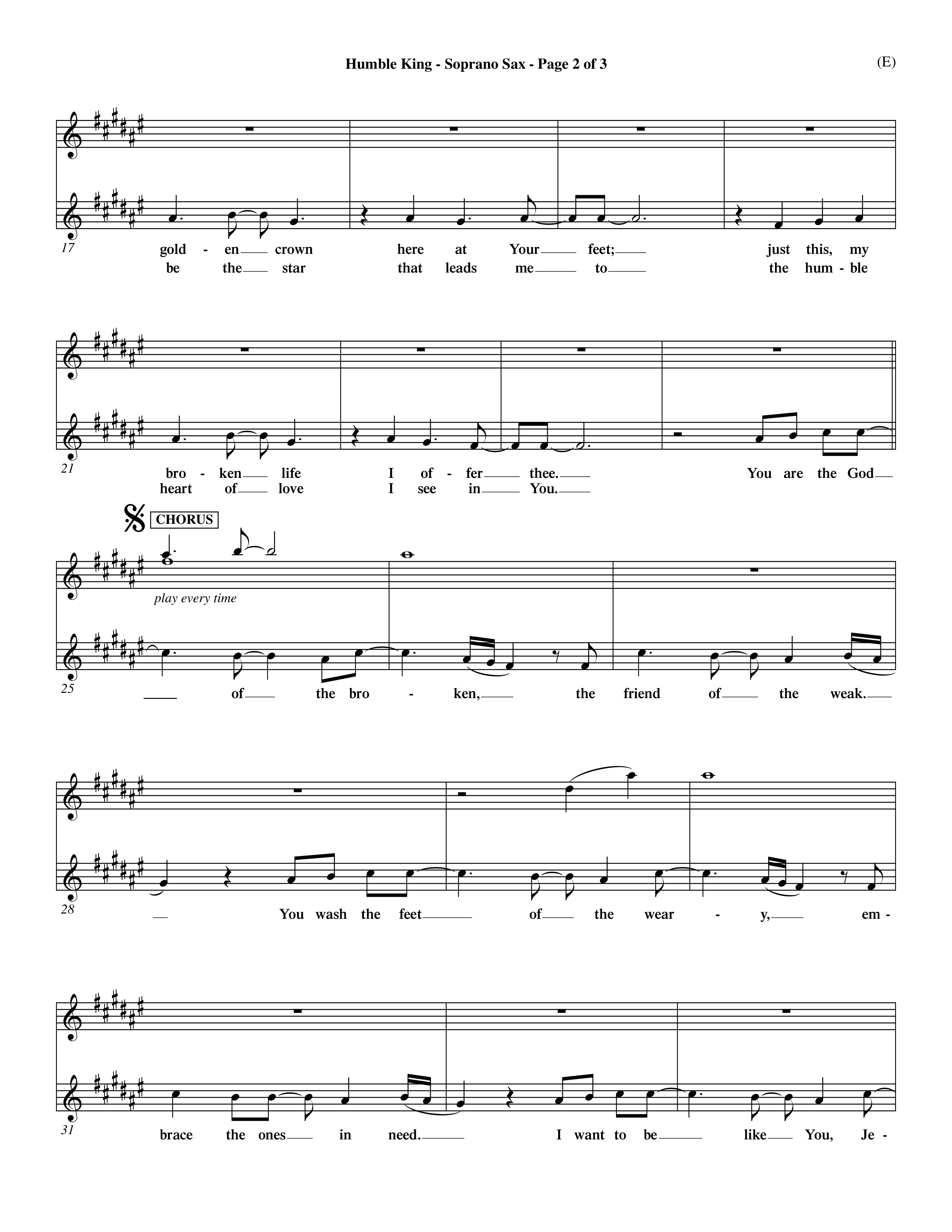 Humble King (Choral Anthem SATB) Saxophone (Word Music Choral / Orch. Dave Williamson)