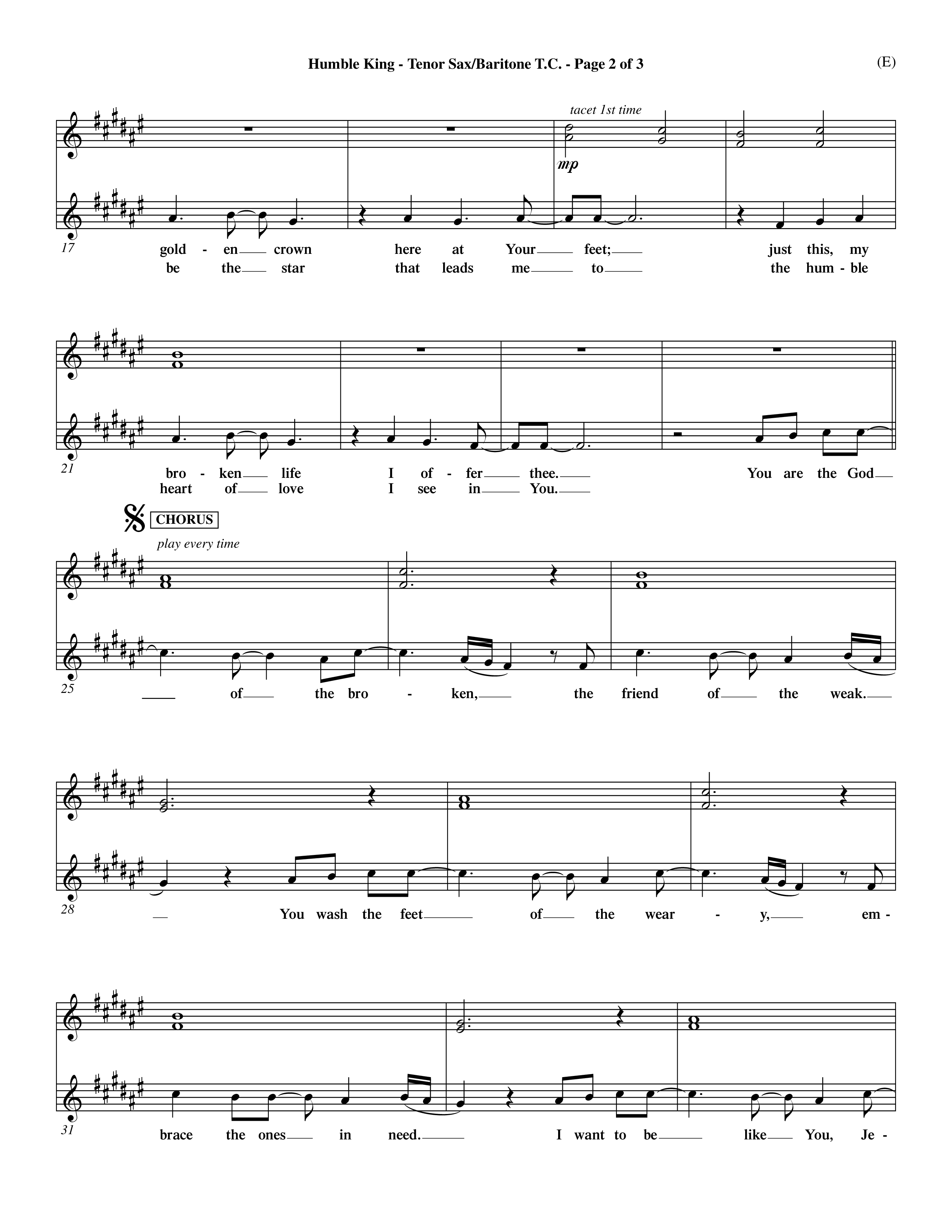 Humble King (Choral Anthem SATB) Tenor Sax/Baritone T.C. (Word Music Choral / Orch. Dave Williamson)