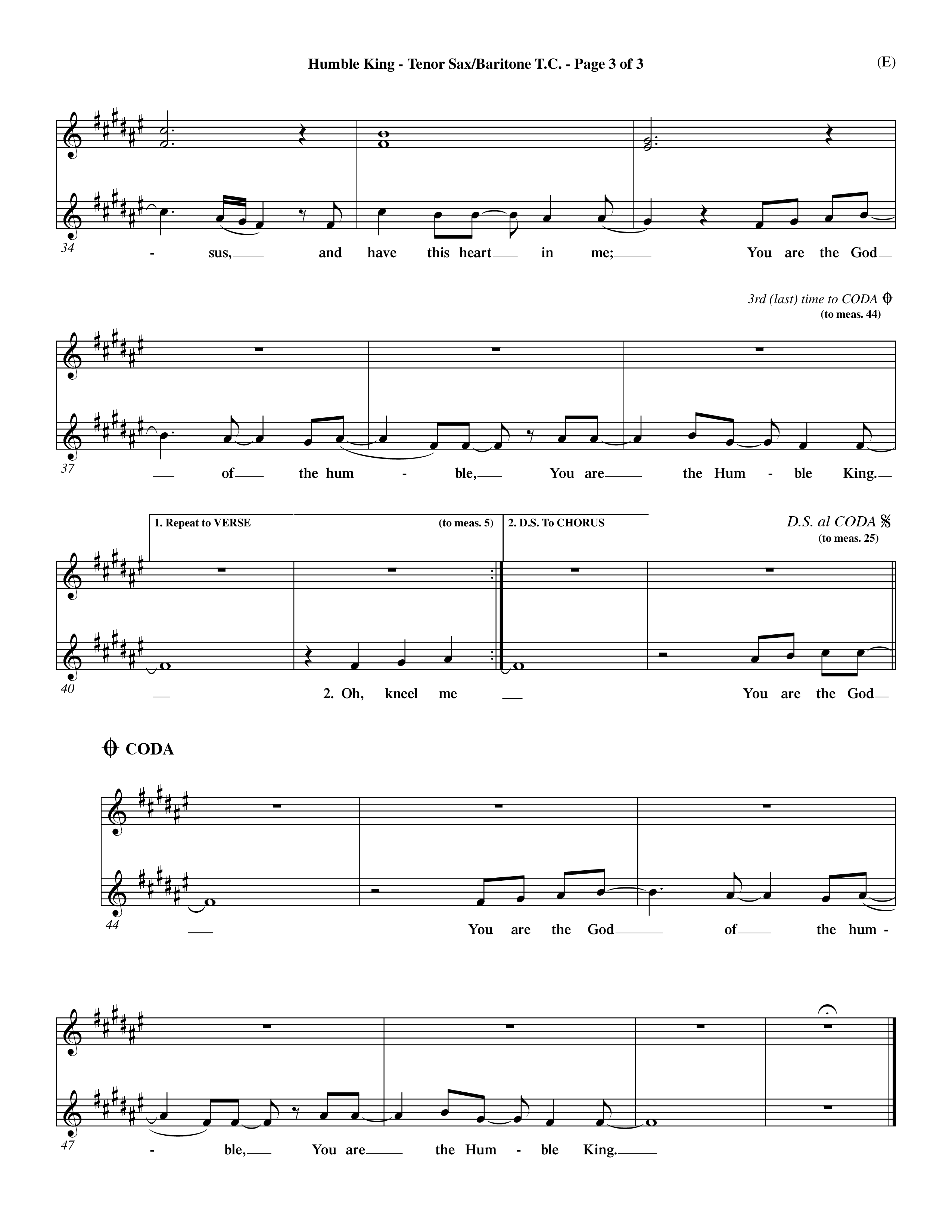 Humble King (Choral Anthem SATB) Tenor Sax/Baritone T.C. (Word Music Choral / Orch. Dave Williamson)