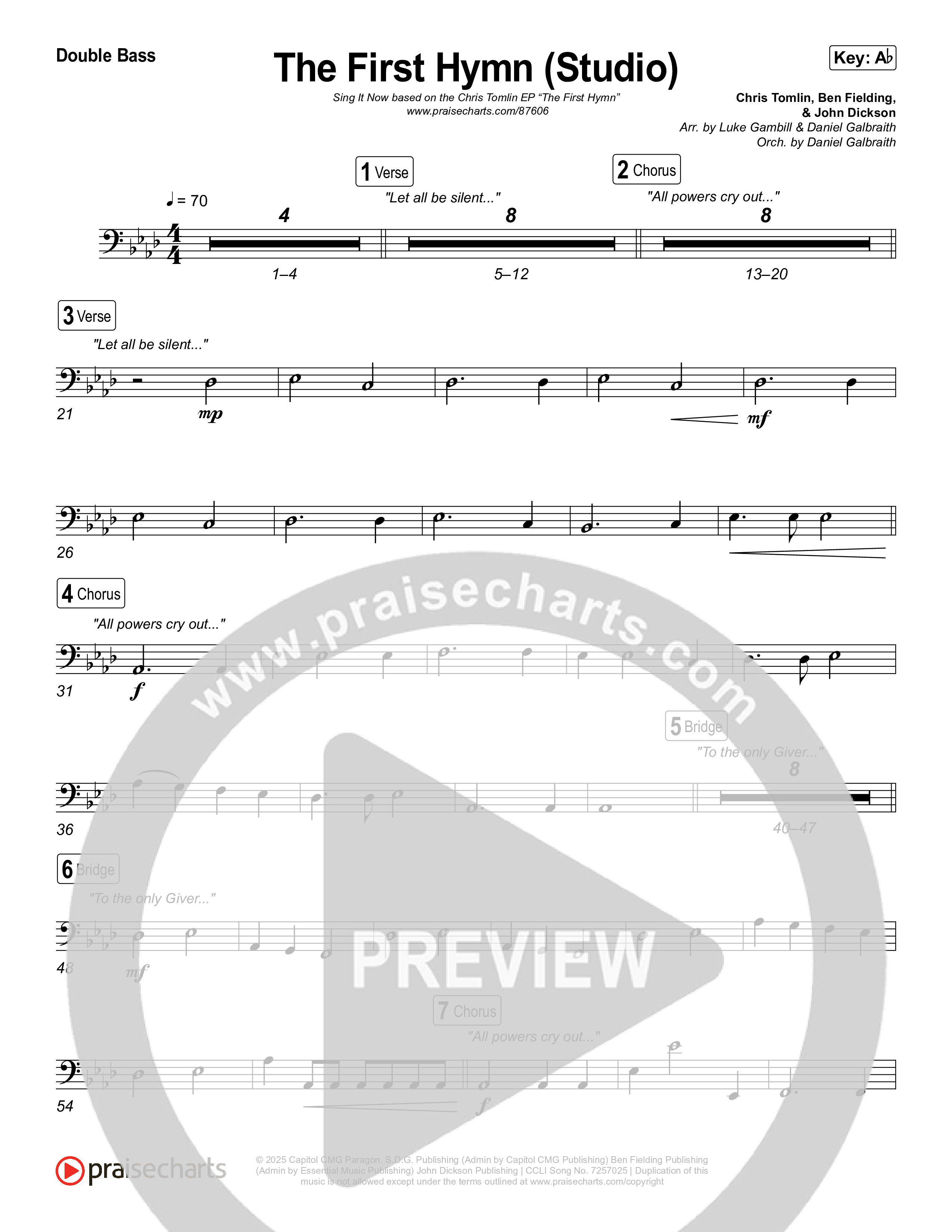 The First Hymn (Sing It Now) Double Bass (Chris Tofilon / Ben Fielding / Arr. Luke Gambill)