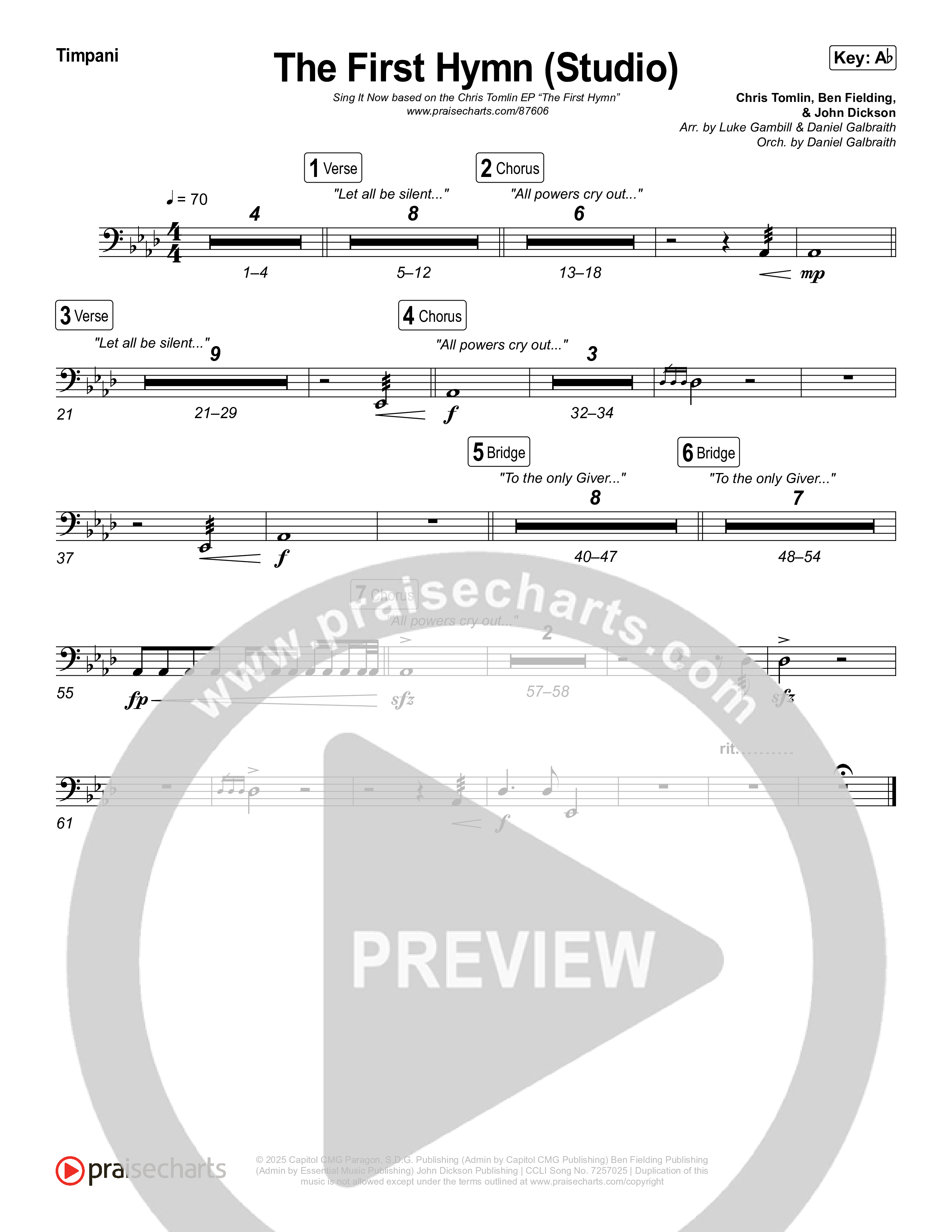 The First Hymn (Sing It Now) Timpani (Chris Tofilon / Ben Fielding / Arr. Luke Gambill)