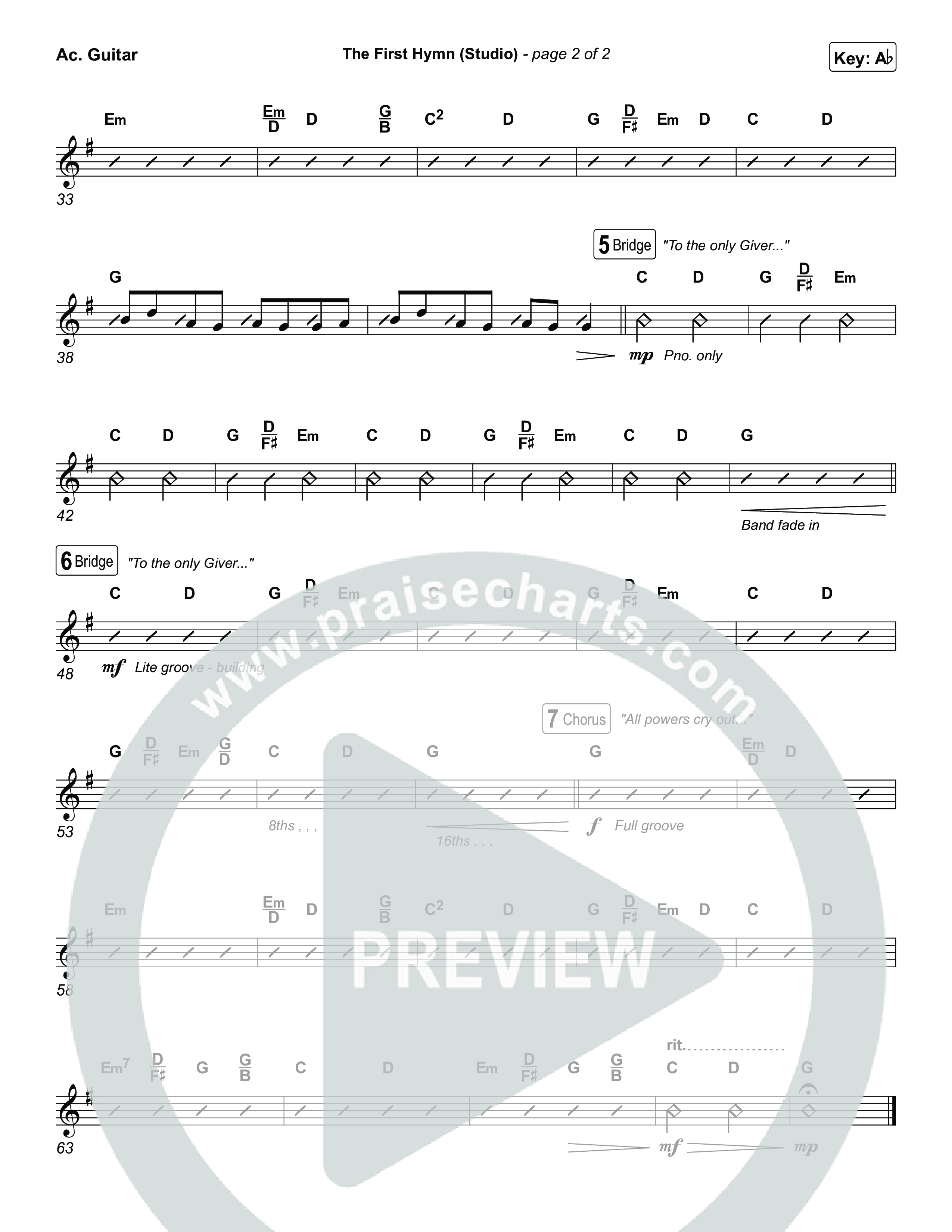 The First Hymn (Worship Choir/SAB) Acoustic Guitar (Chris Tofilon / Ben Fielding / Arr. Luke Gambill)