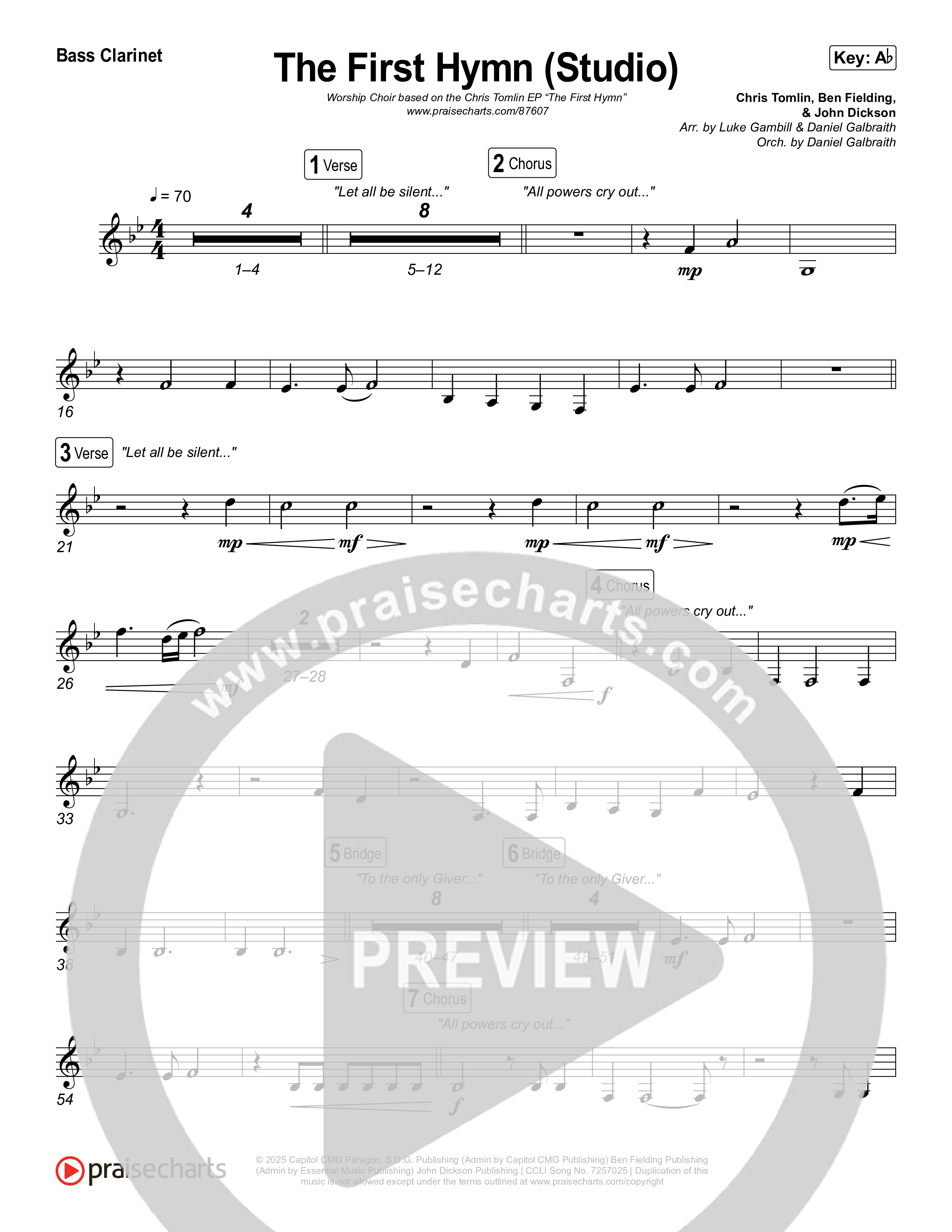 The First Hymn (Worship Choir/SAB) Bass Clarinet (Chris Tofilon / Ben Fielding / Arr. Luke Gambill)