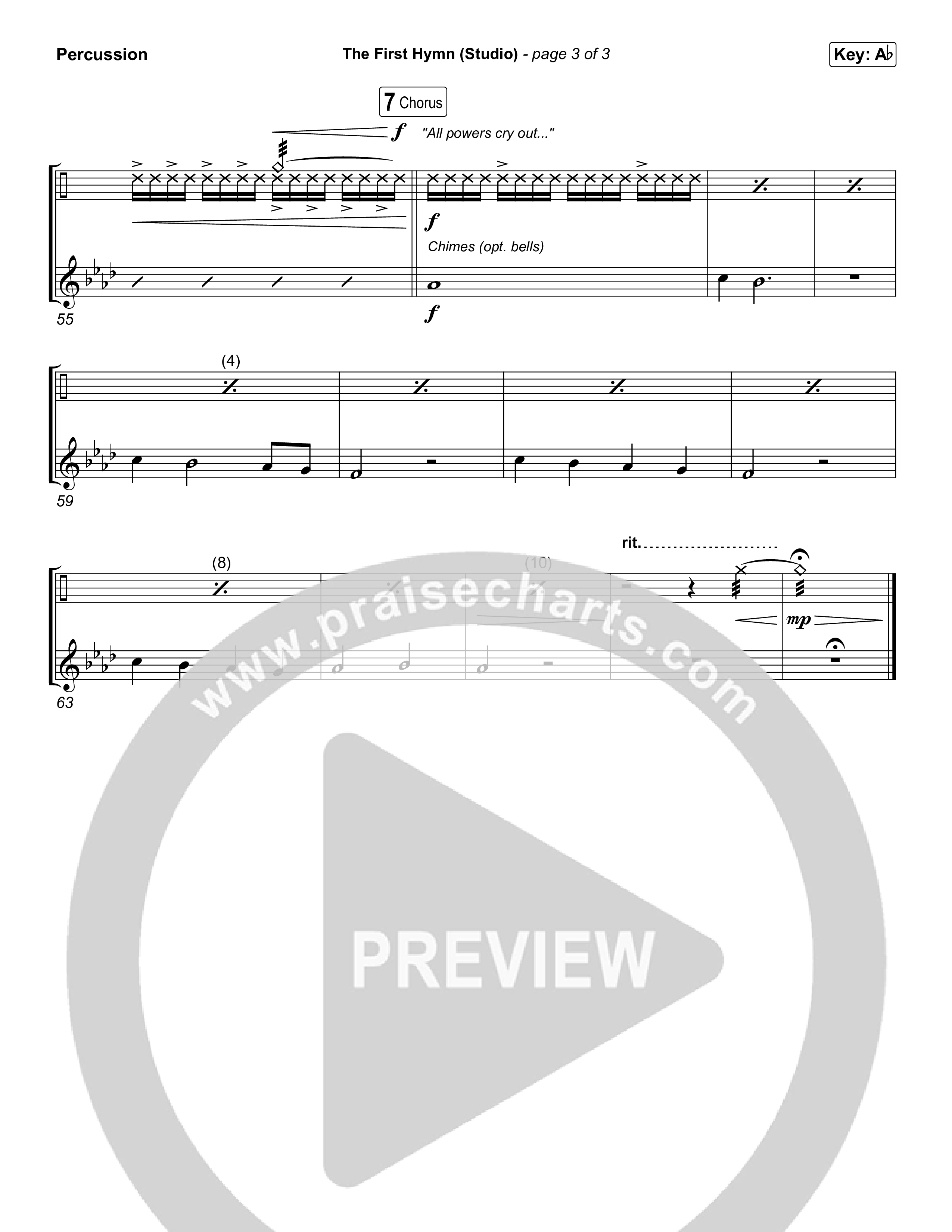 The First Hymn (Worship Choir/SAB) Percussion (Chris Tofilon / Ben Fielding / Arr. Luke Gambill)