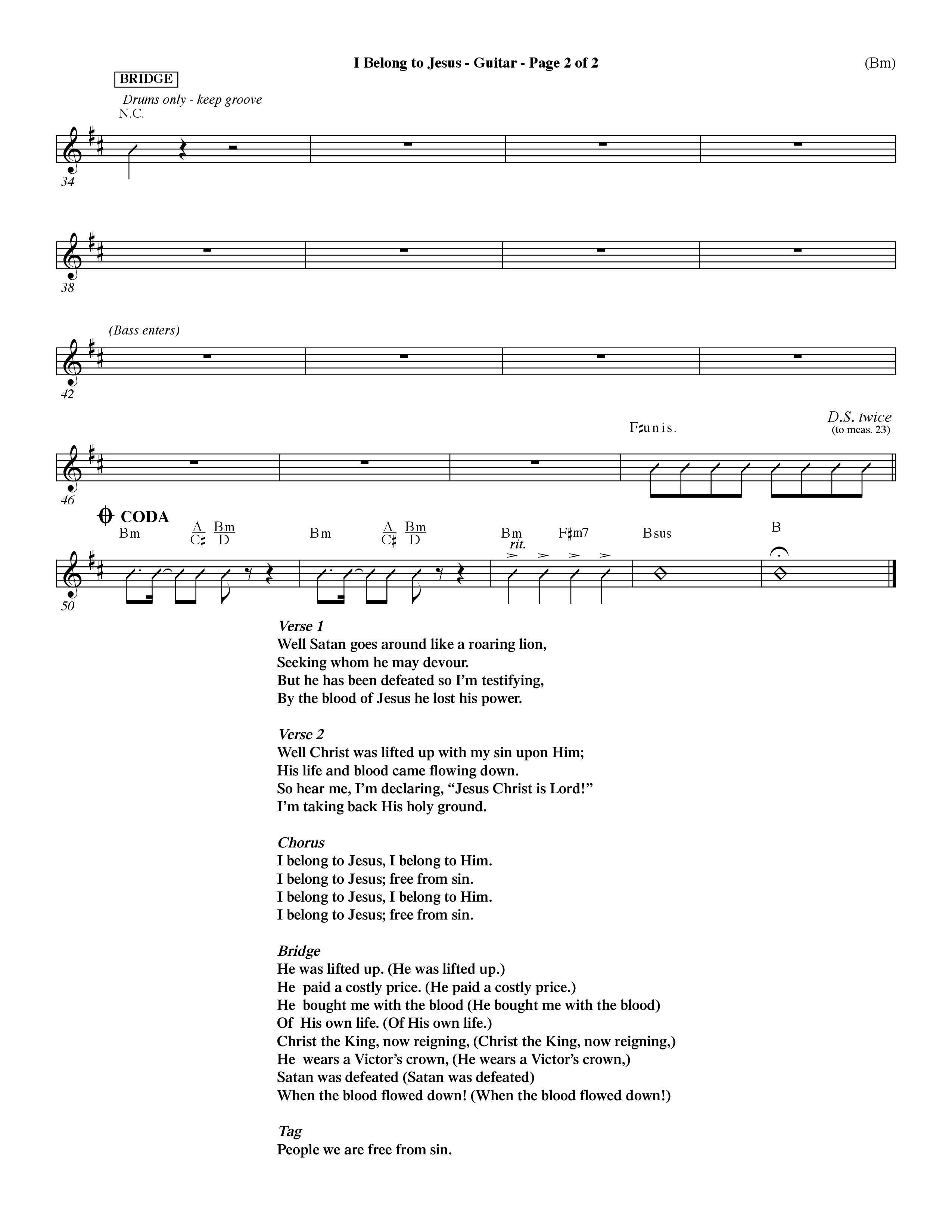 I Belong To Jesus (Choral Anthem SATB) Acoustic Guitar (Word Music Choral / Orch. Dave Williamson)