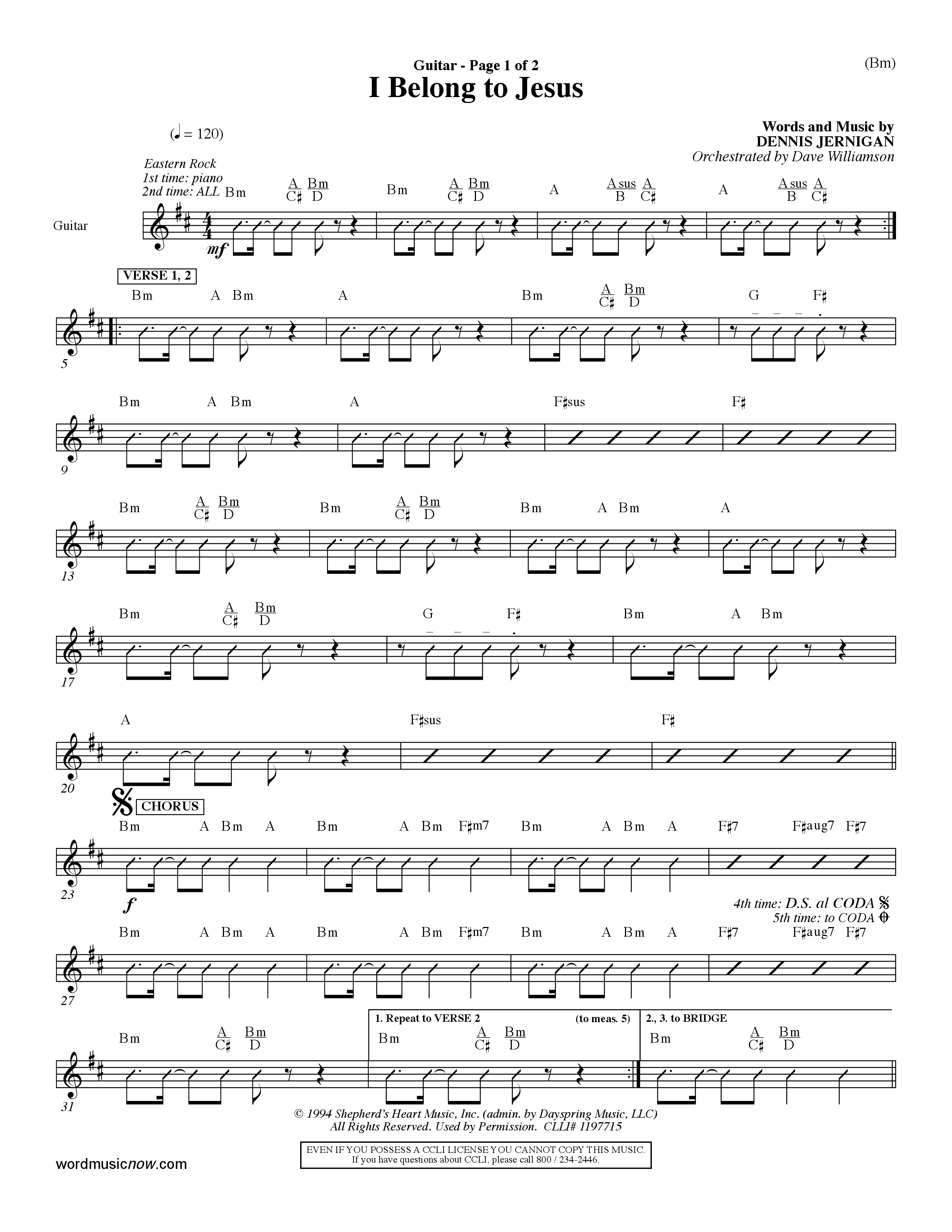 I Belong To Jesus (Choral Anthem SATB) Acoustic Guitar (Word Music Choral / Orch. Dave Williamson)