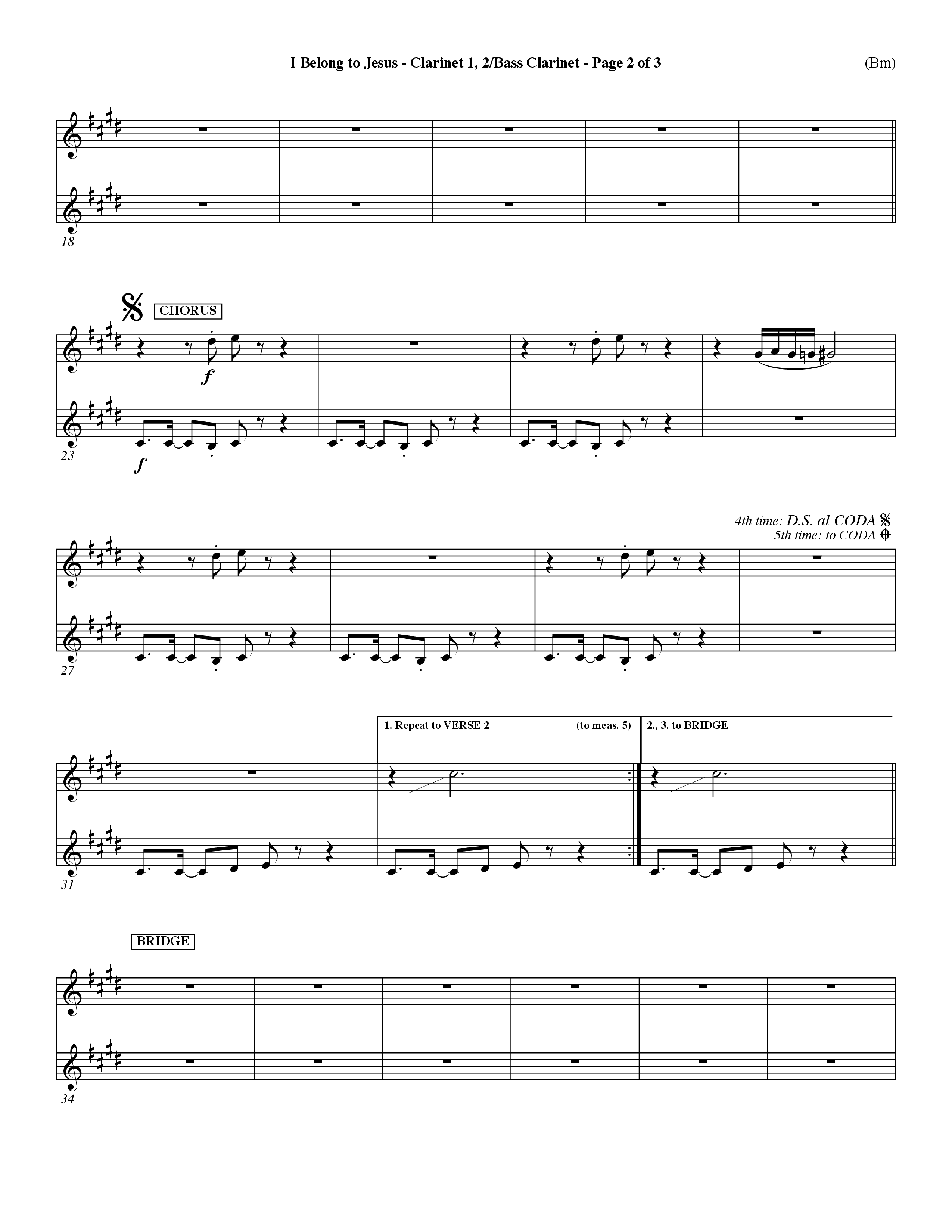 I Belong To Jesus (Choral Anthem SATB) Clarinet 1/2, Bass Clarinet (Word Music Choral / Orch. Dave Williamson)