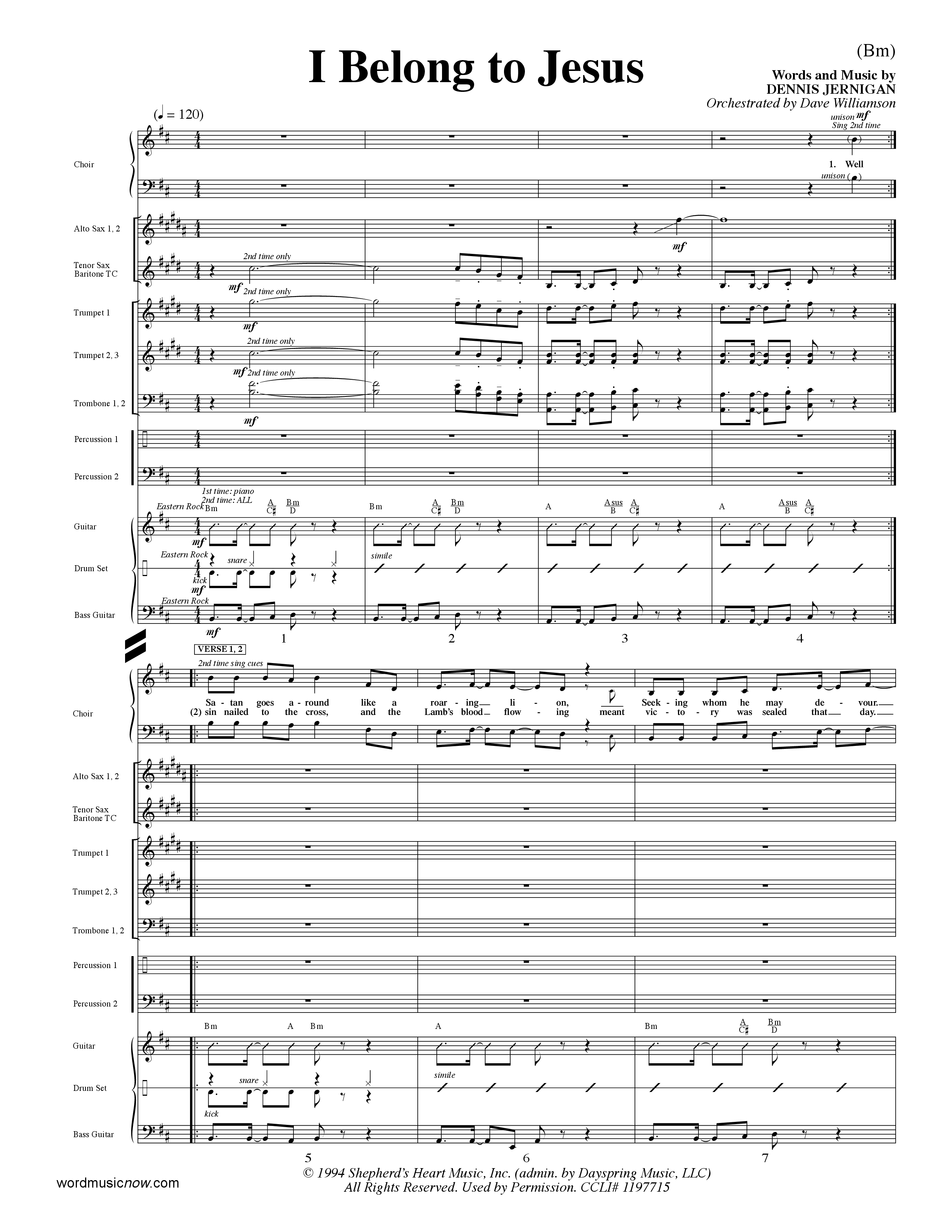 I Belong To Jesus (Choral Anthem SATB) Conductor's Score (Word Music Choral / Orch. Dave Williamson)