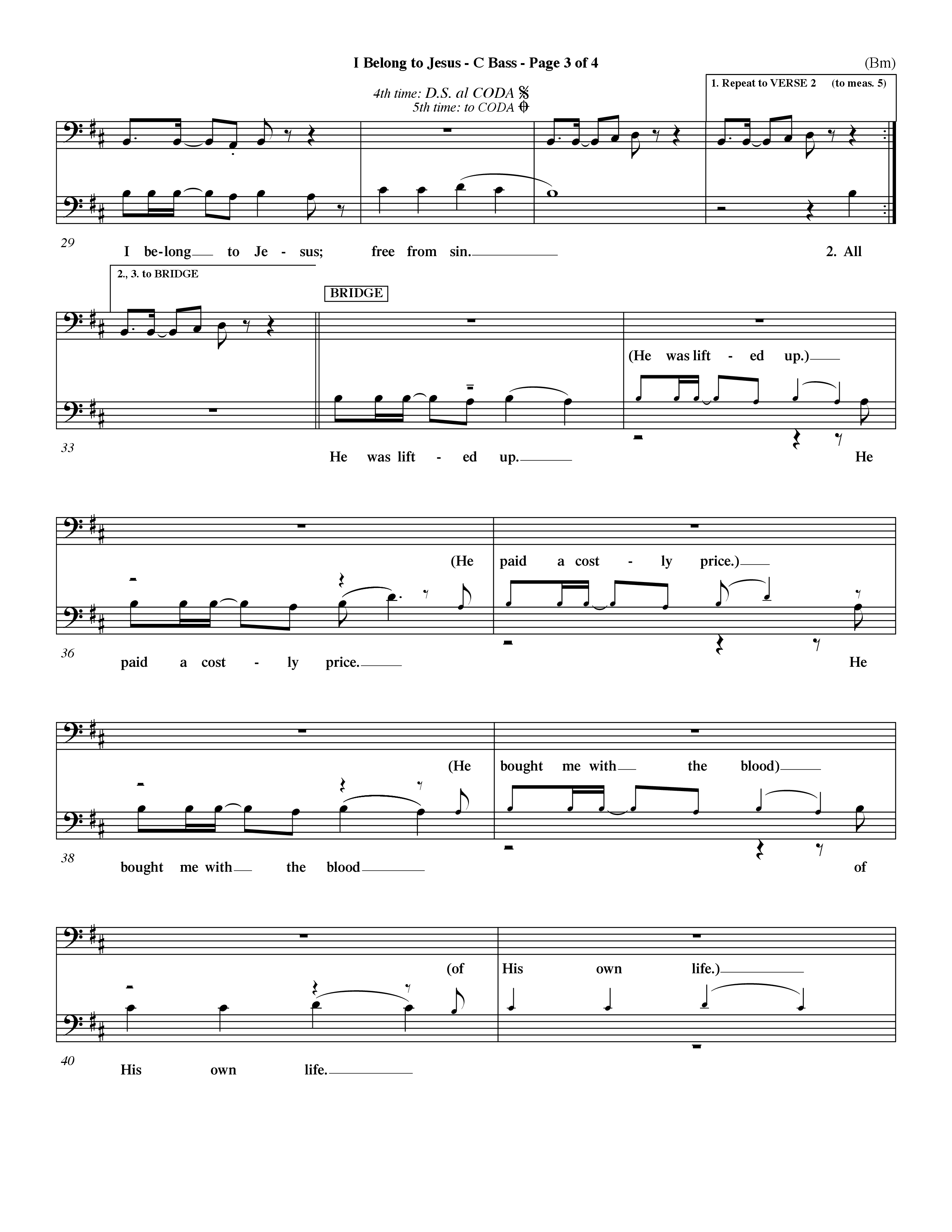 I Belong To Jesus (Choral Anthem SATB) Contrabass (Word Music Choral / Orch. Dave Williamson)