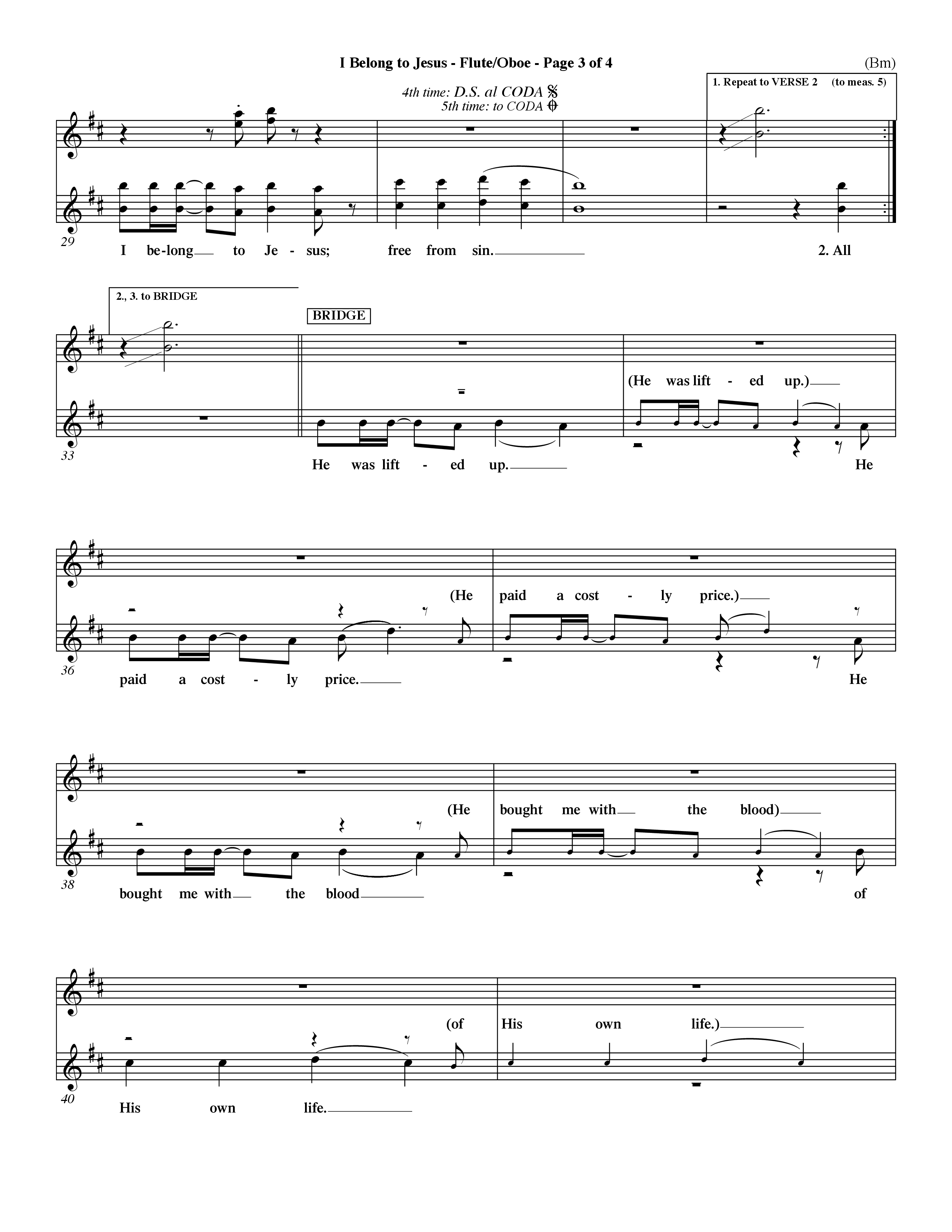 I Belong To Jesus (Choral Anthem SATB) Flute/Oboe (Word Music Choral / Orch. Dave Williamson)