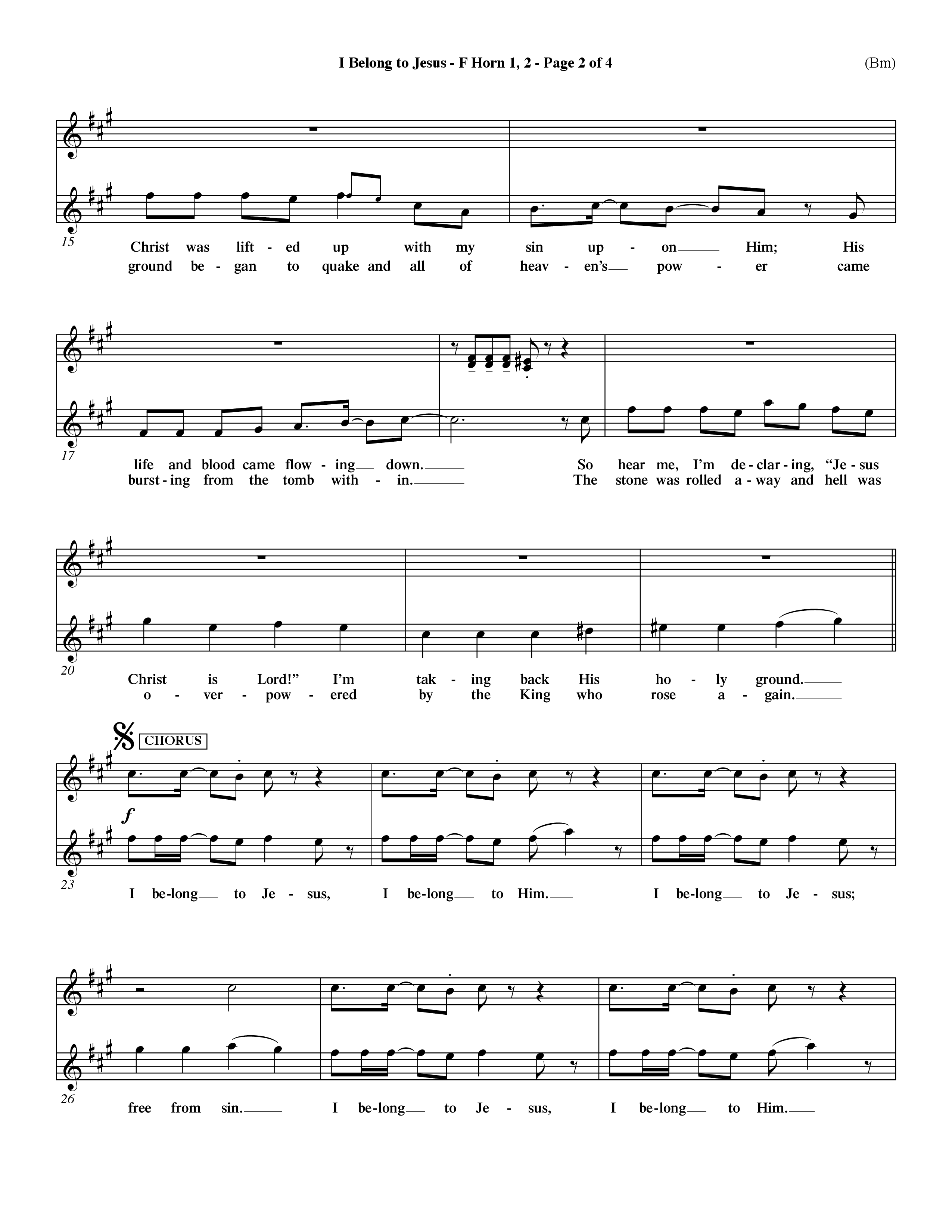 I Belong To Jesus (Choral Anthem SATB) French Horn (Word Music Choral / Orch. Dave Williamson)