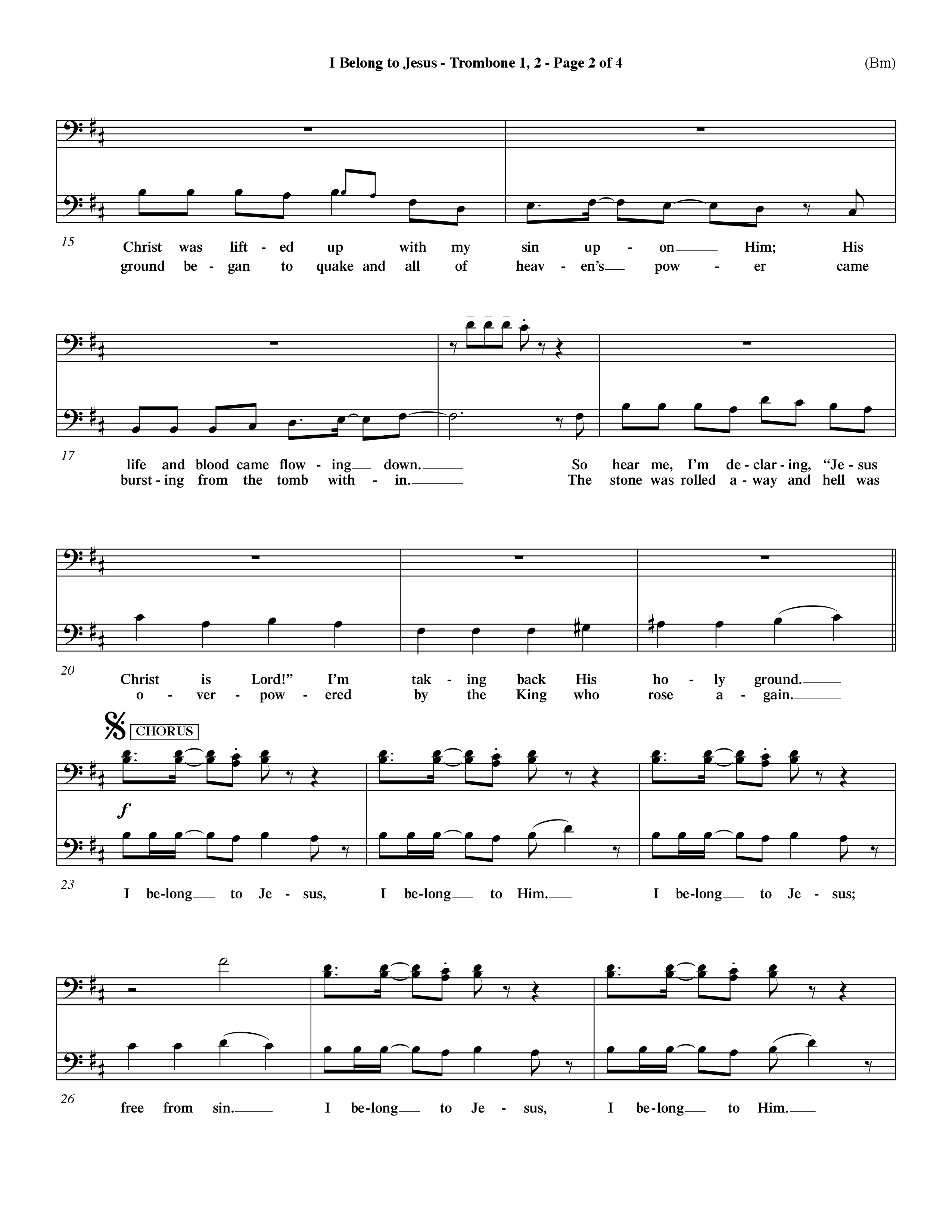 I Belong To Jesus (Choral Anthem SATB) Trombone 1/2 (Word Music Choral / Orch. Dave Williamson)