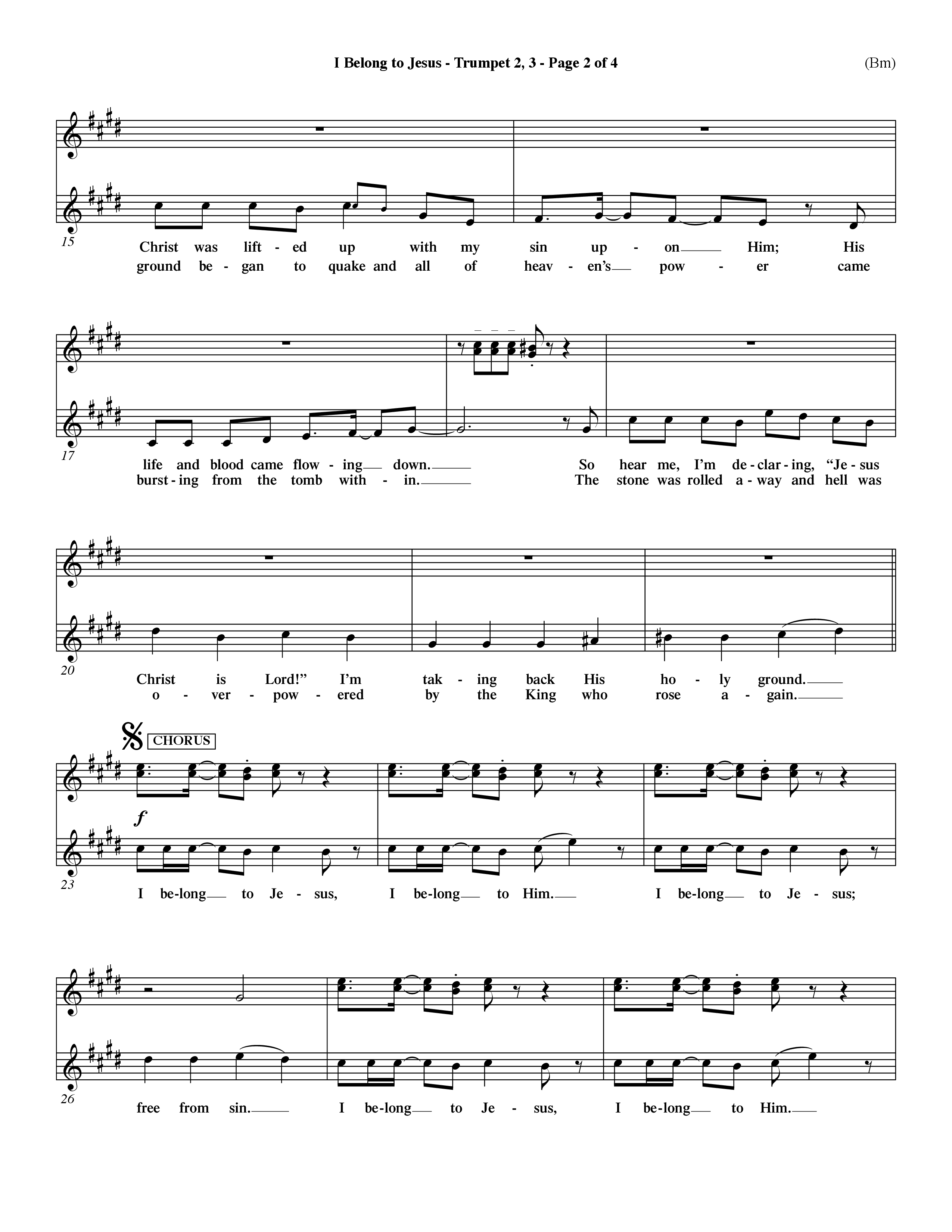 I Belong To Jesus (Choral Anthem SATB) Trumpet 2/3 (Word Music Choral / Orch. Dave Williamson)