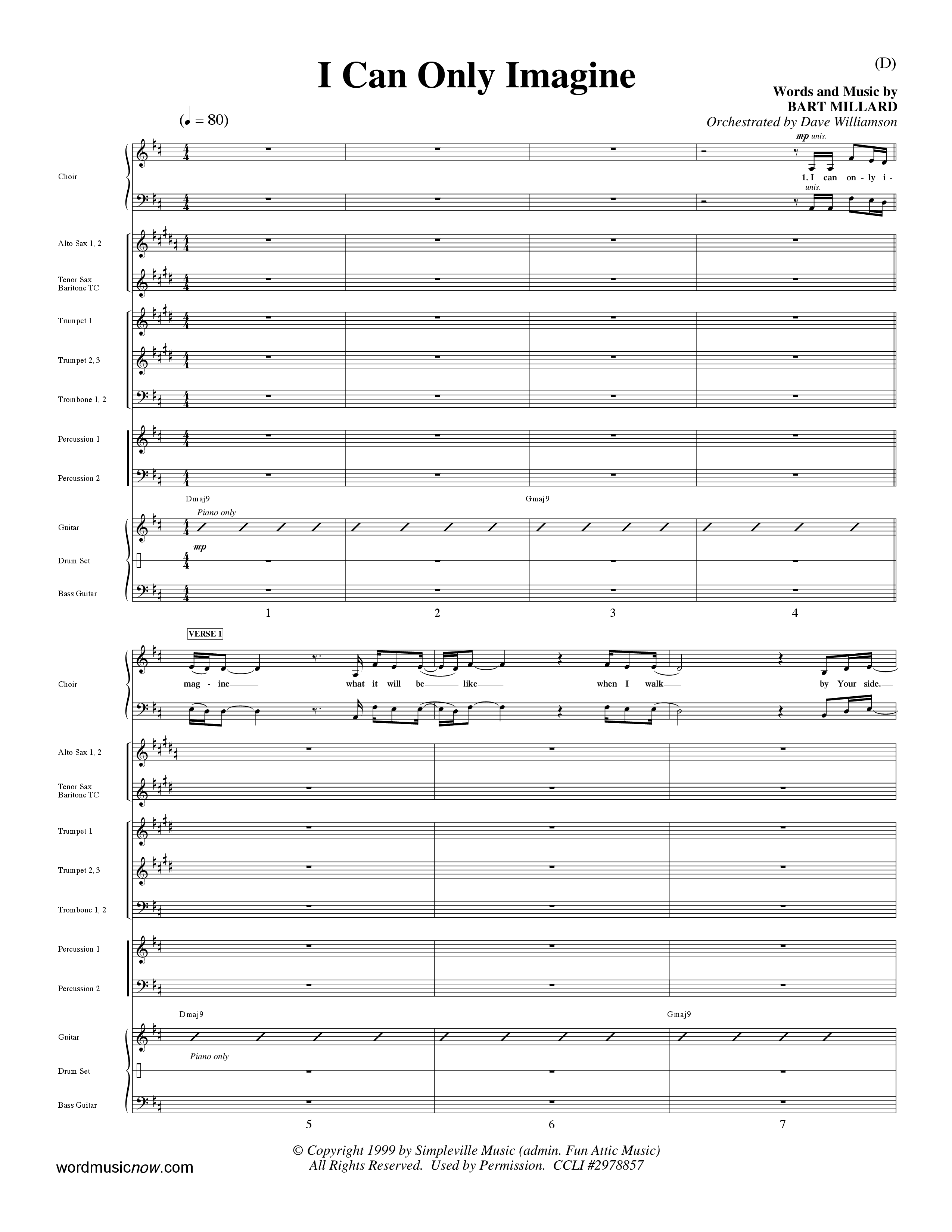 I Can Only Imagine (Choral Anthem SATB) Conductor's Score (Word Music Choral / Orch. Dave Williamson)