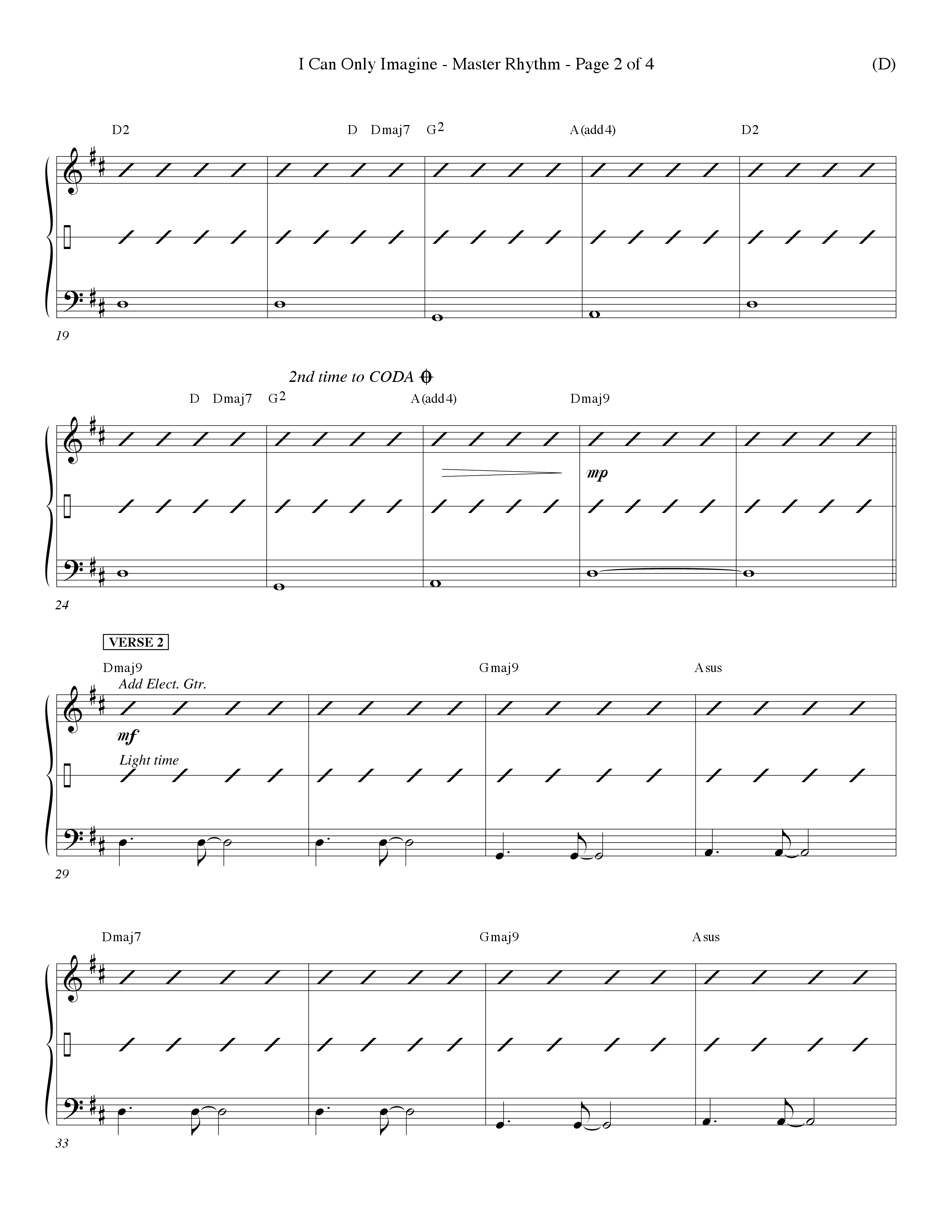 I Can Only Imagine (Choral Anthem SATB) Rhythm Chart (Word Music Choral / Orch. Dave Williamson)