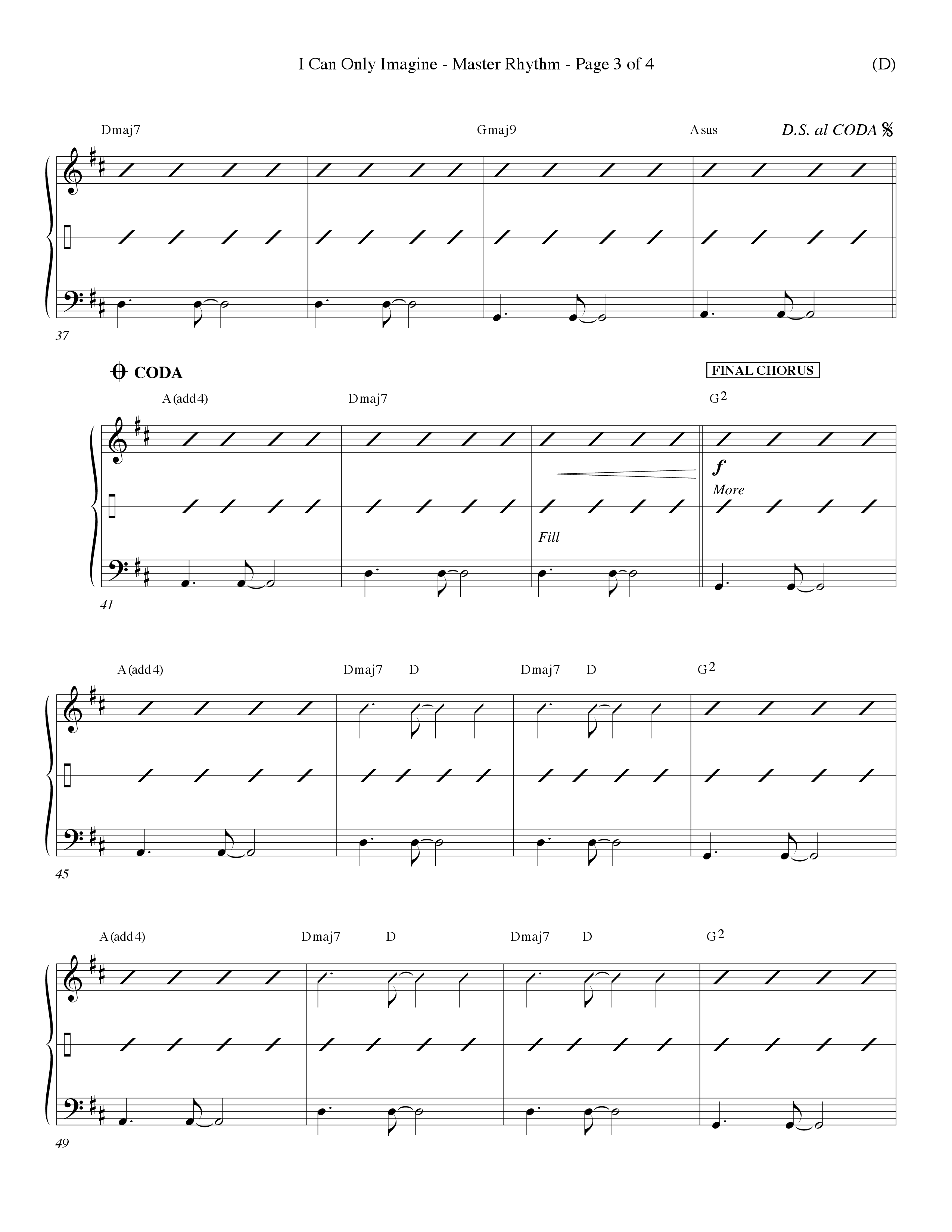 I Can Only Imagine (Choral Anthem SATB) Rhythm Chart (Word Music Choral / Orch. Dave Williamson)
