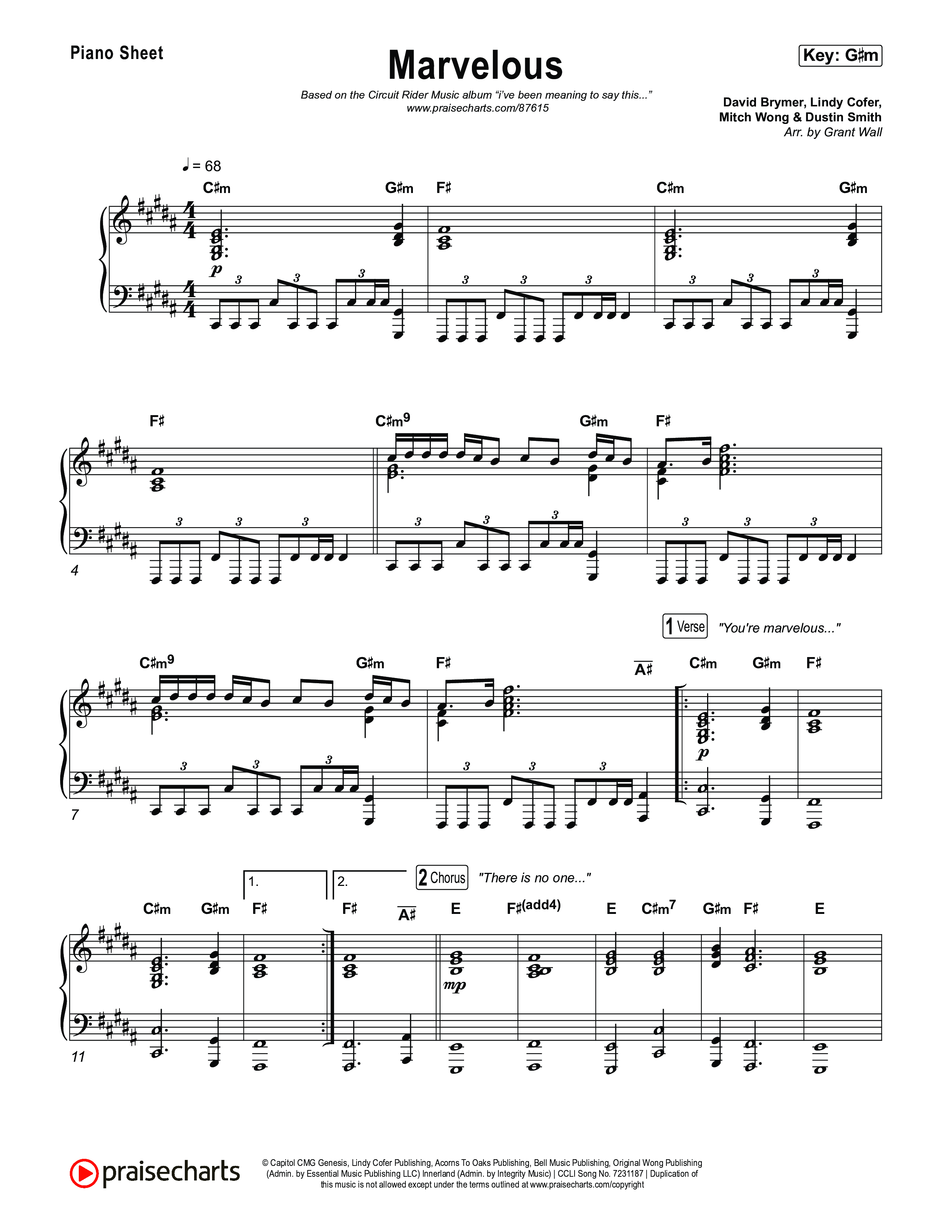 Marvelous Piano Sheet (Circuit Rider Music)