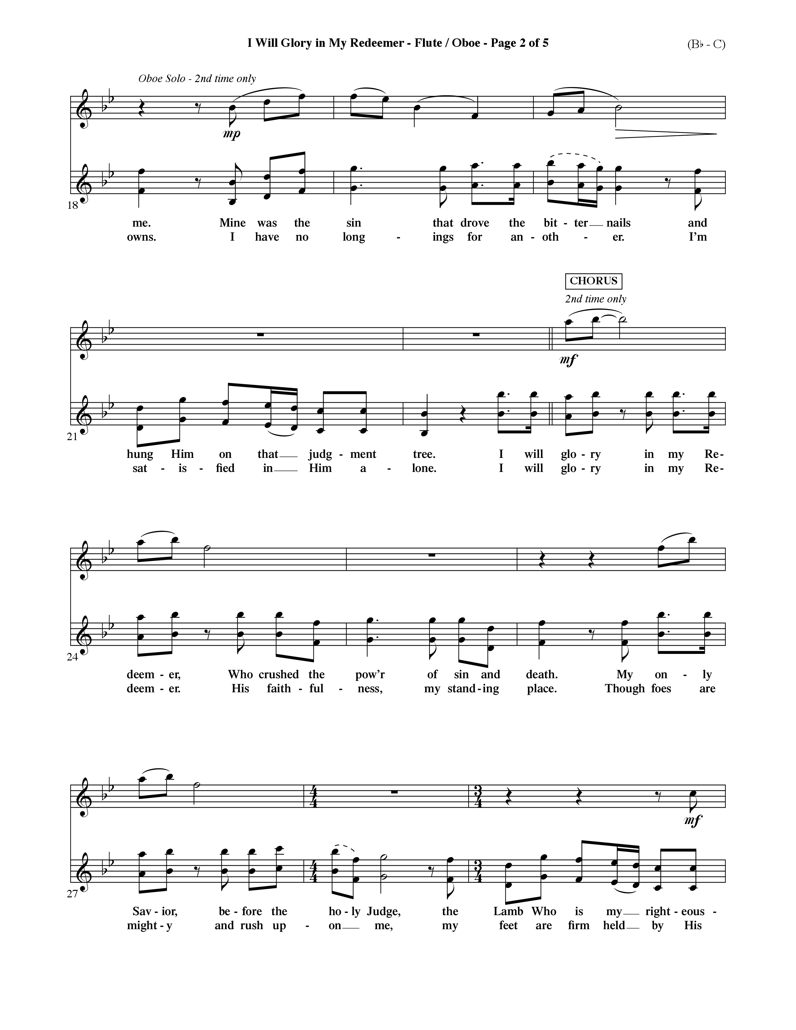 I Will Glory In My Redeemer (Choral Anthem SATB) Flute/Oboe (Word Music Choral / Orch. David Shipps)