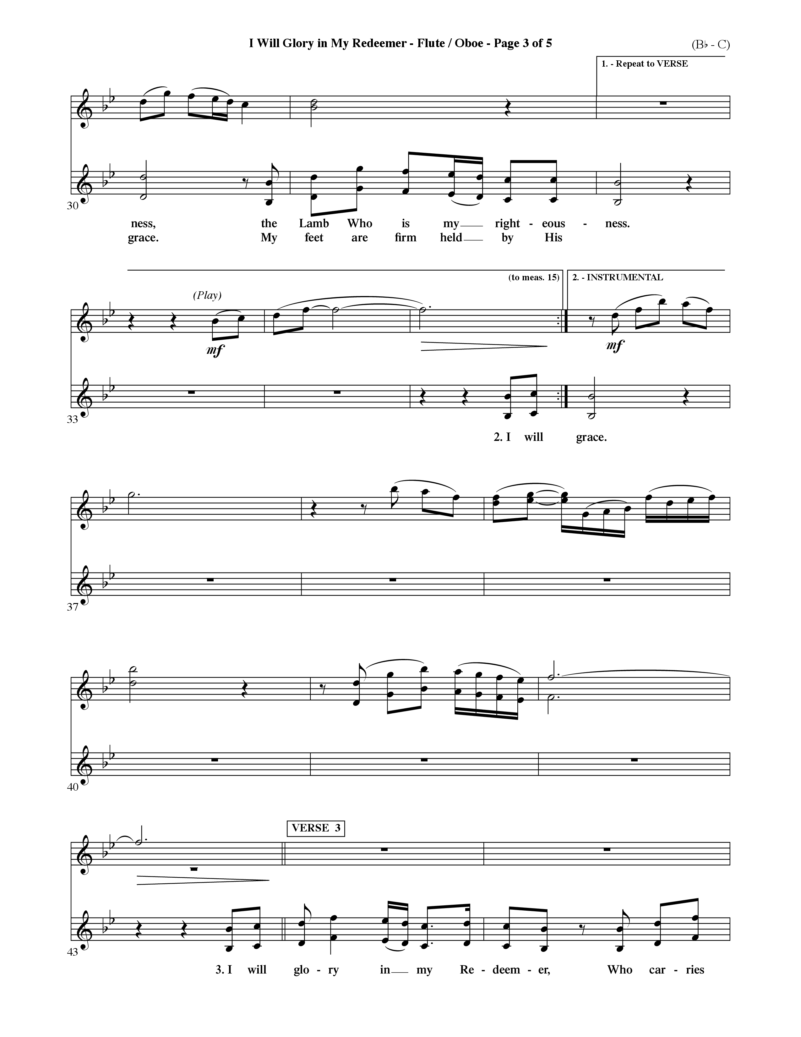 I Will Glory In My Redeemer (Choral Anthem SATB) Flute/Oboe (Word Music Choral / Orch. David Shipps)