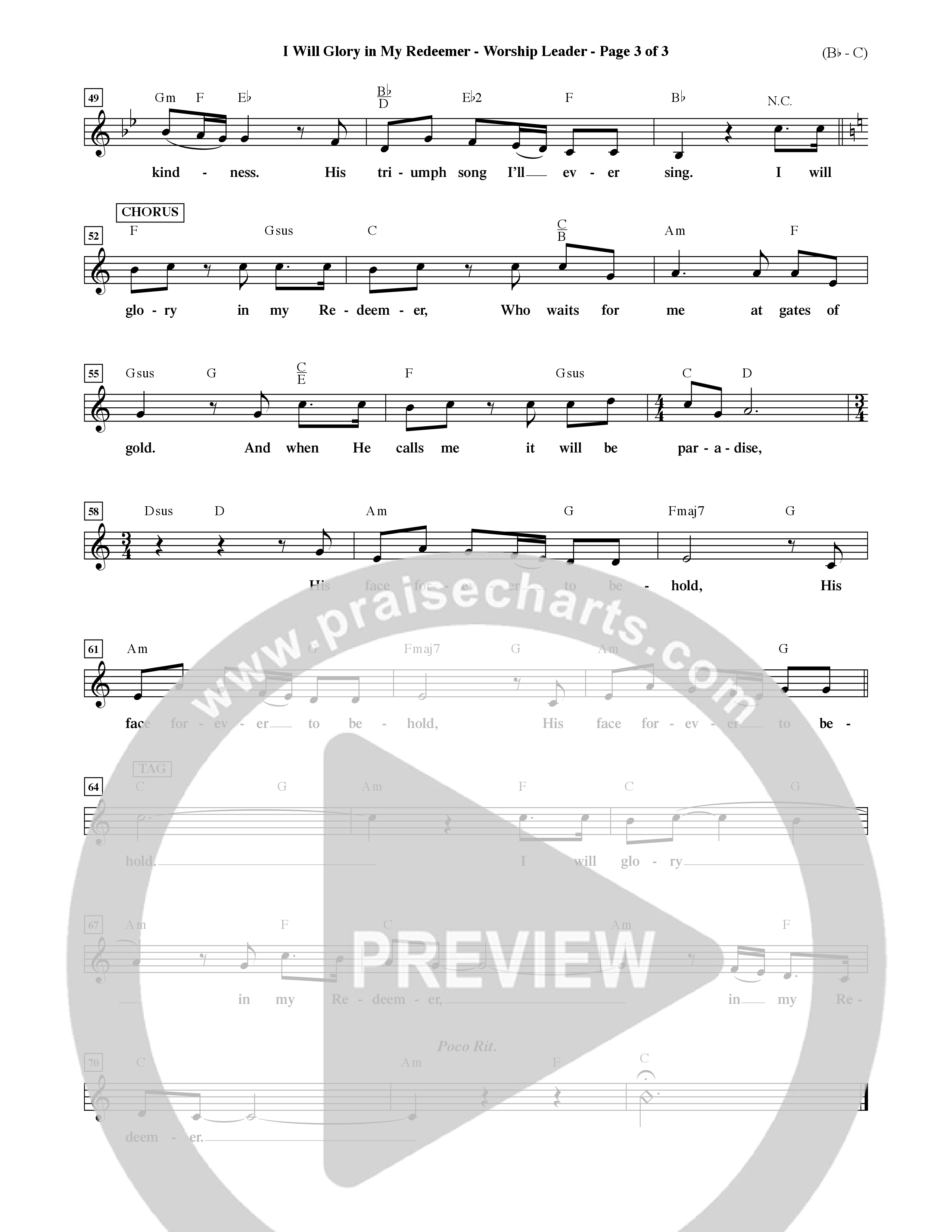 I Will Glory In My Redeemer (Choral Anthem SATB) Rhythm Pack (Word Music Choral / Orch. David Shipps)