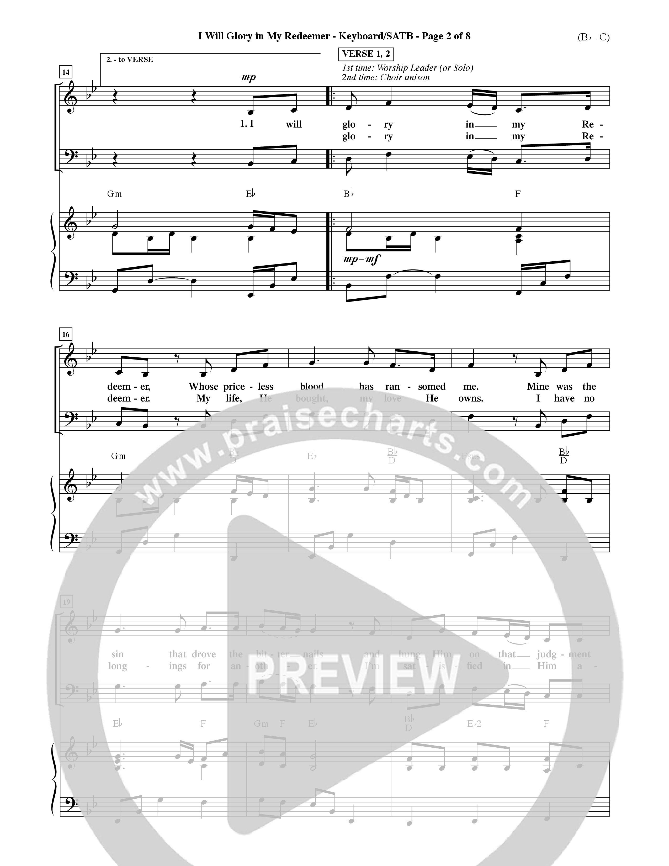 I Will Glory In My Redeemer (Choral Anthem SATB) Keyboard/Vocal (SATB) (Word Music Choral / Orch. David Shipps)