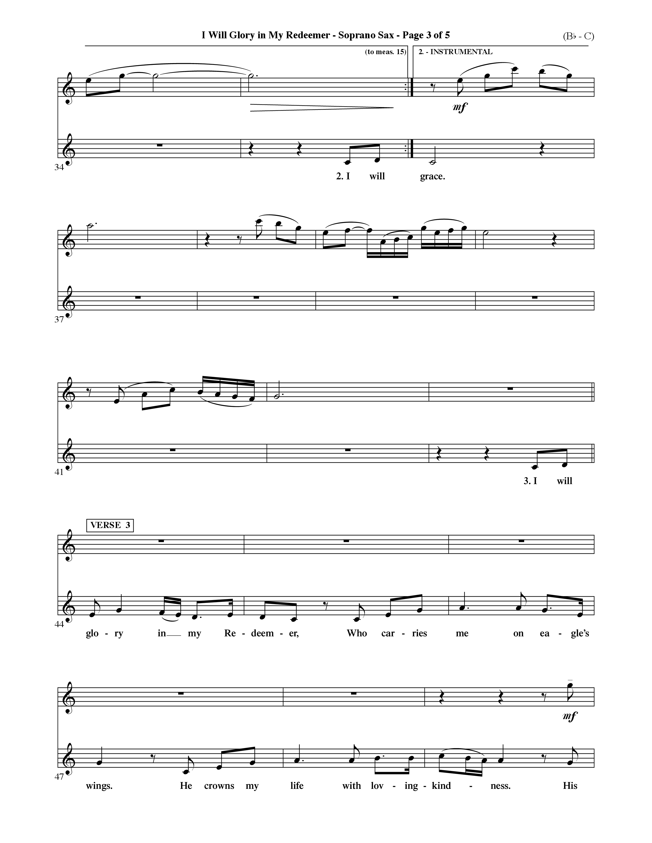 I Will Glory In My Redeemer (Choral Anthem SATB) Saxophone (Word Music Choral / Orch. David Shipps)