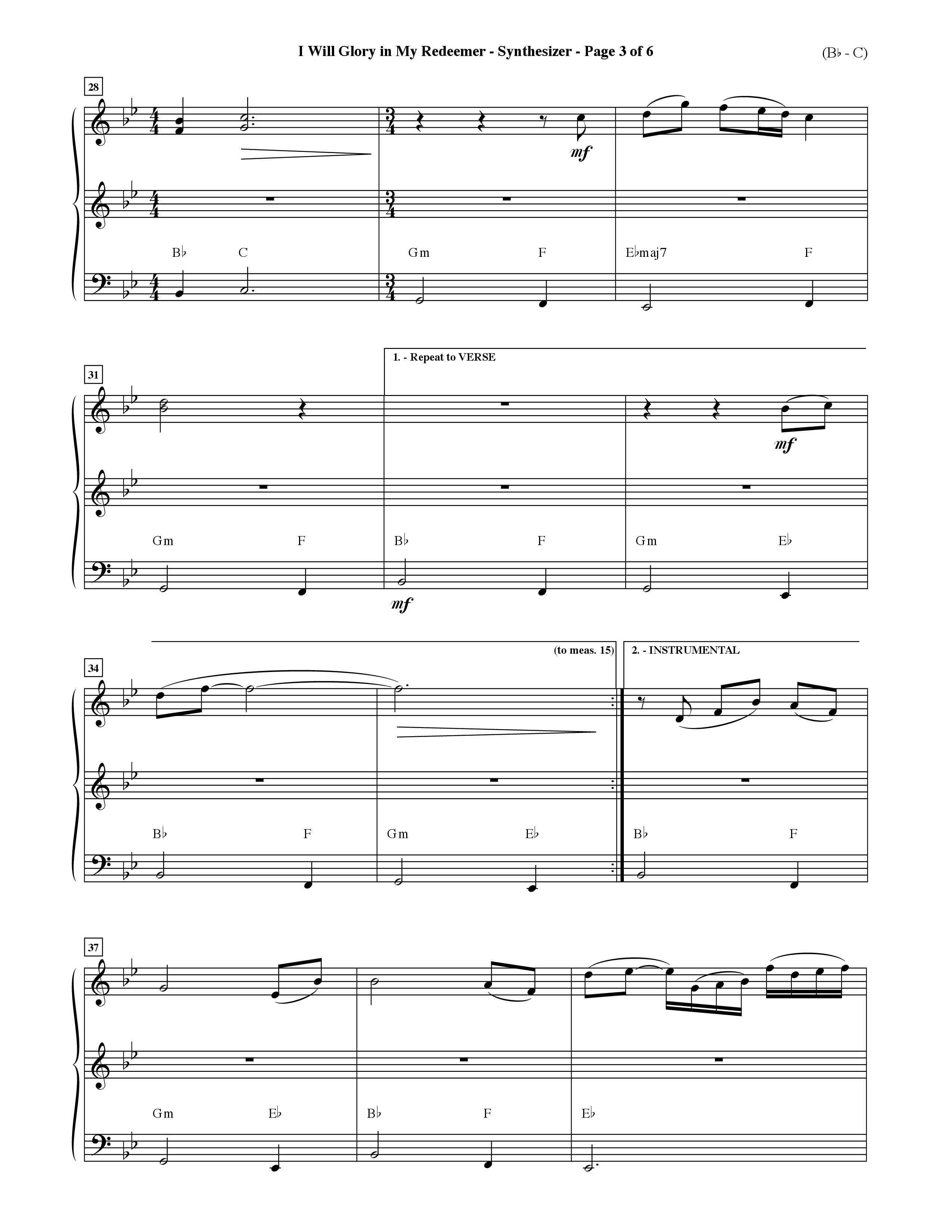 I Will Glory In My Redeemer (Choral Anthem SATB) Synth (Word Music Choral / Orch. David Shipps)