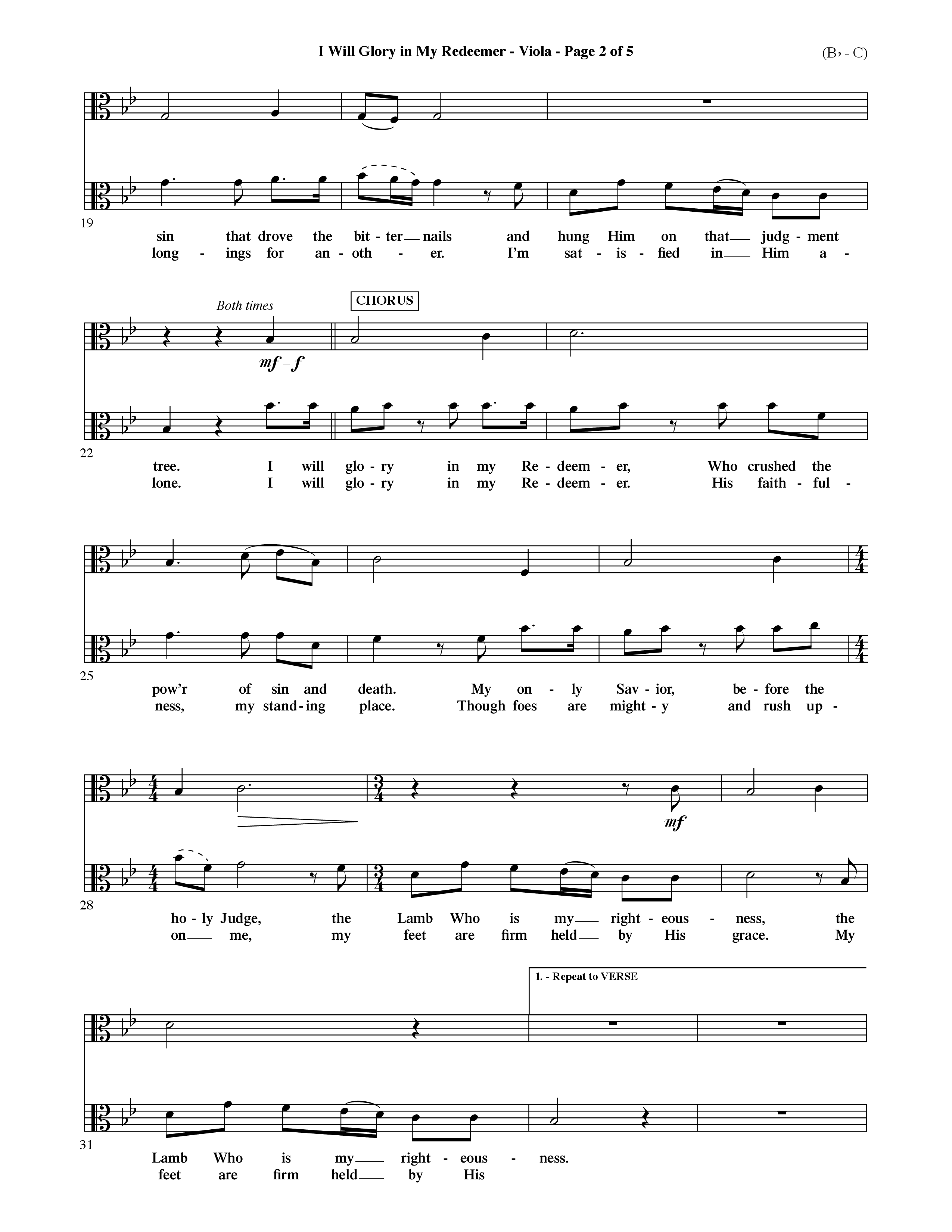 I Will Glory In My Redeemer (Choral Anthem SATB) Viola (Word Music Choral / Orch. David Shipps)