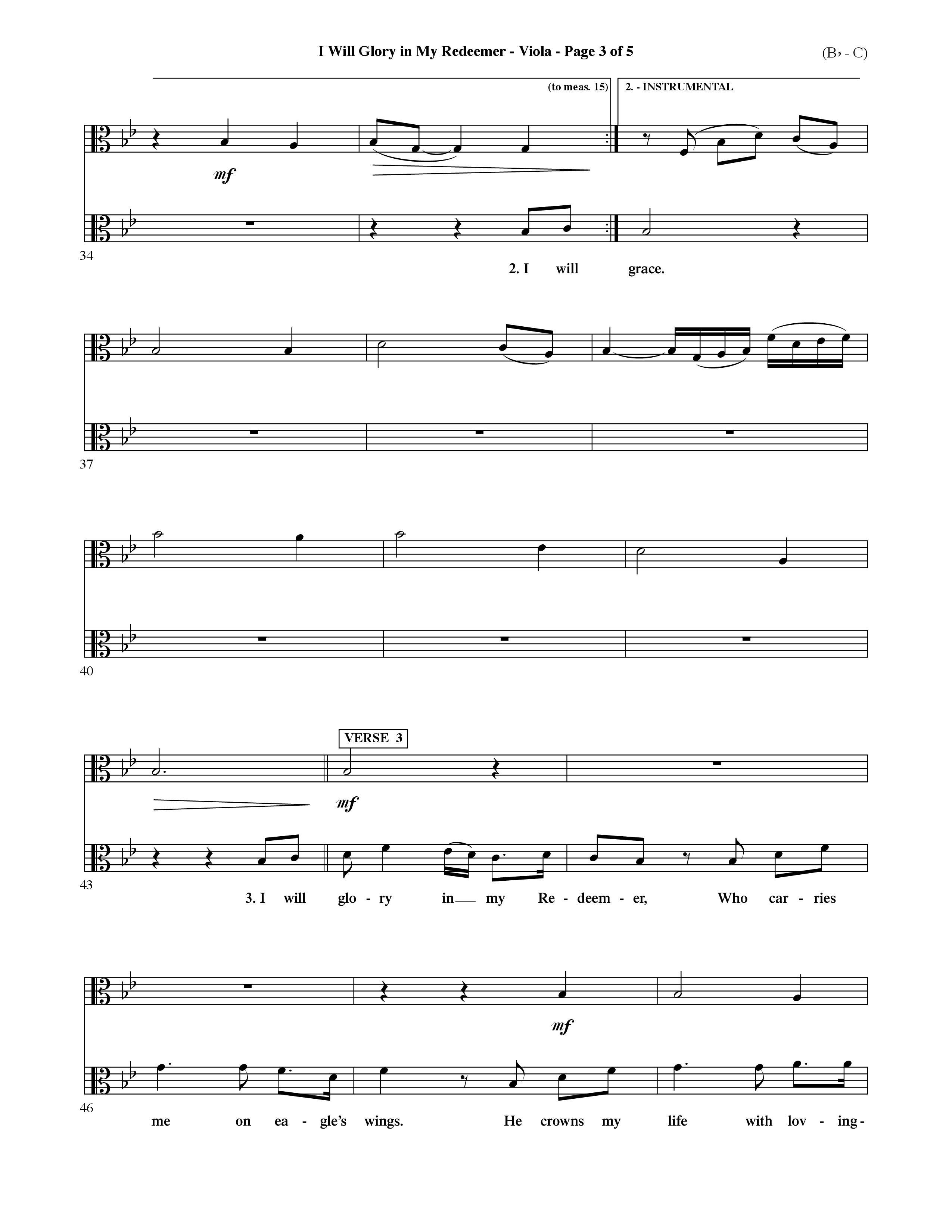 I Will Glory In My Redeemer (Choral Anthem SATB) Viola (Word Music Choral / Orch. David Shipps)