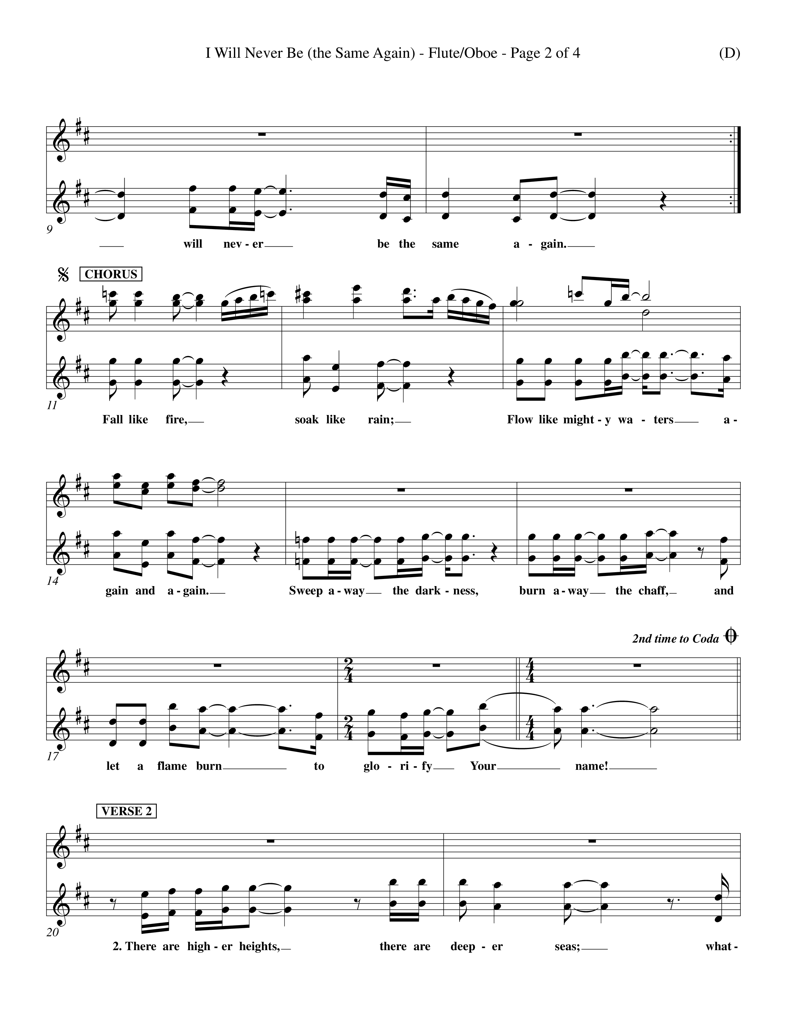 I Will Never Be (Choral Anthem SATB) Flute/Oboe (Word Music Choral / Orch. Keith Wilbanks)