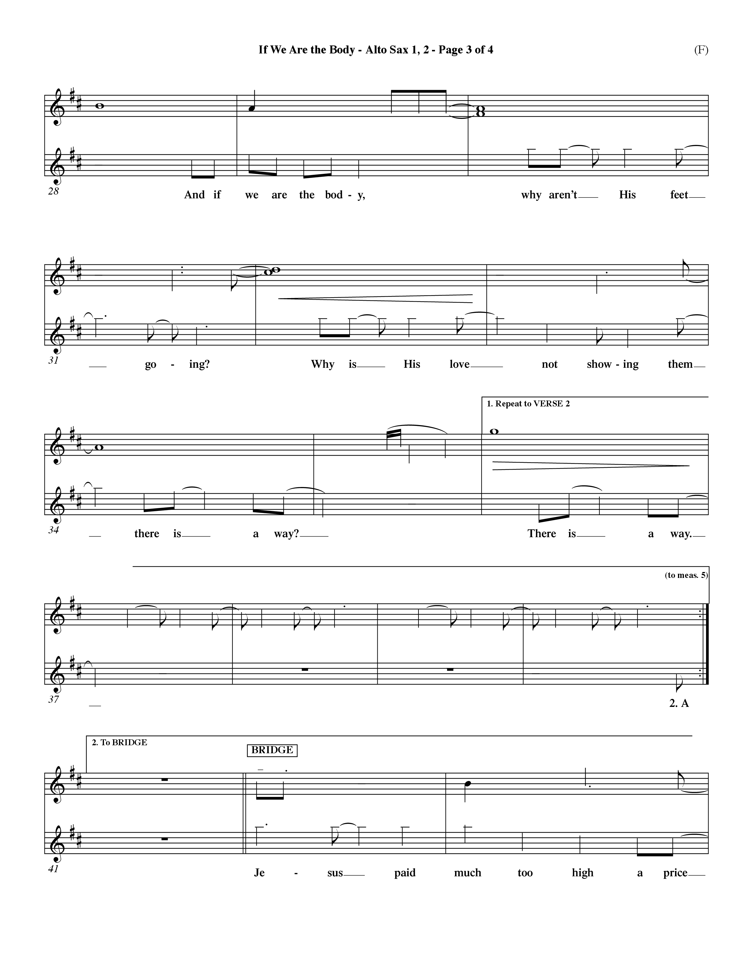 If We Are The Body (Choral Anthem SATB) Alto Sax 1/2 (Word Music Choral / Orch. Dave Williamson)
