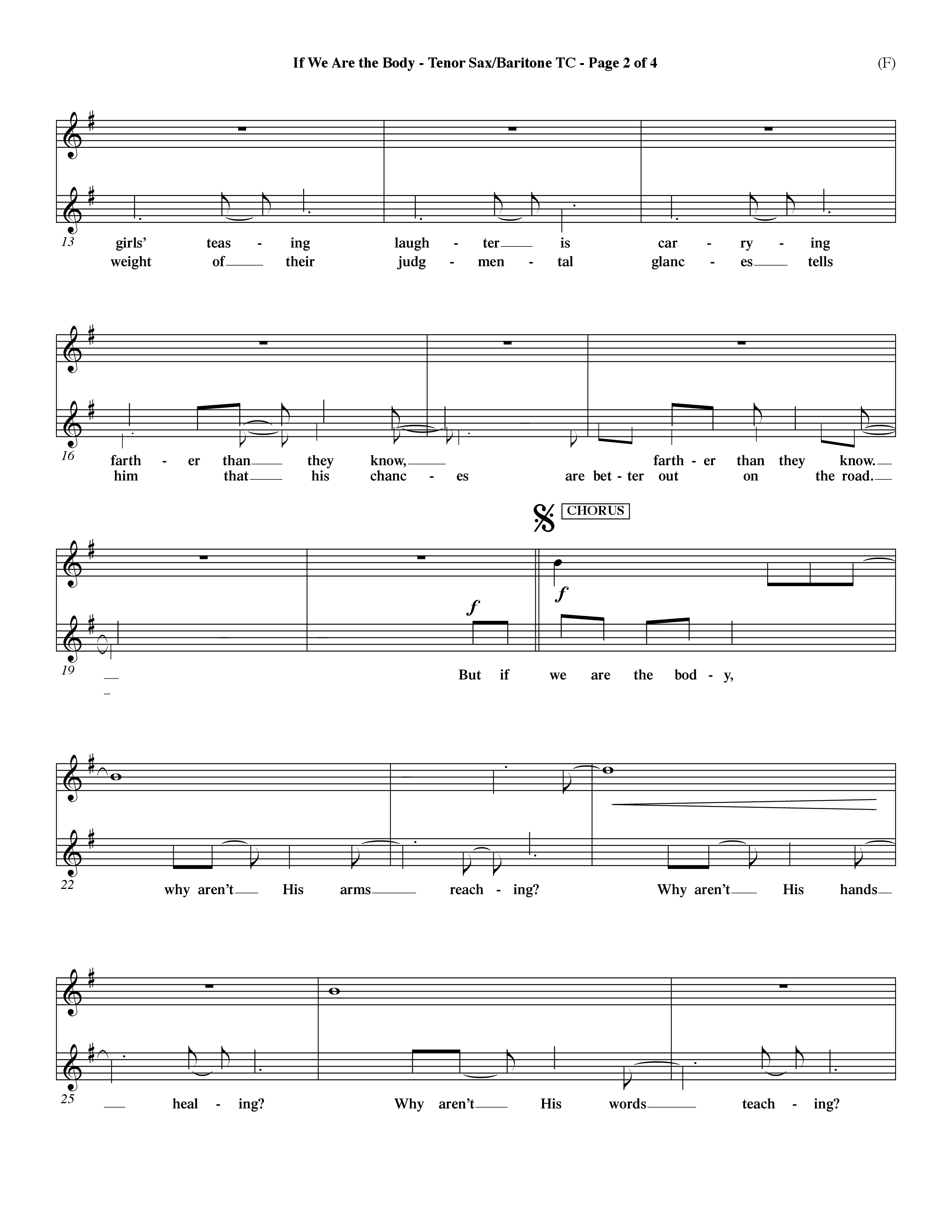 If We Are The Body (Choral Anthem SATB) Tenor Sax/Baritone T.C. (Word Music Choral / Orch. Dave Williamson)