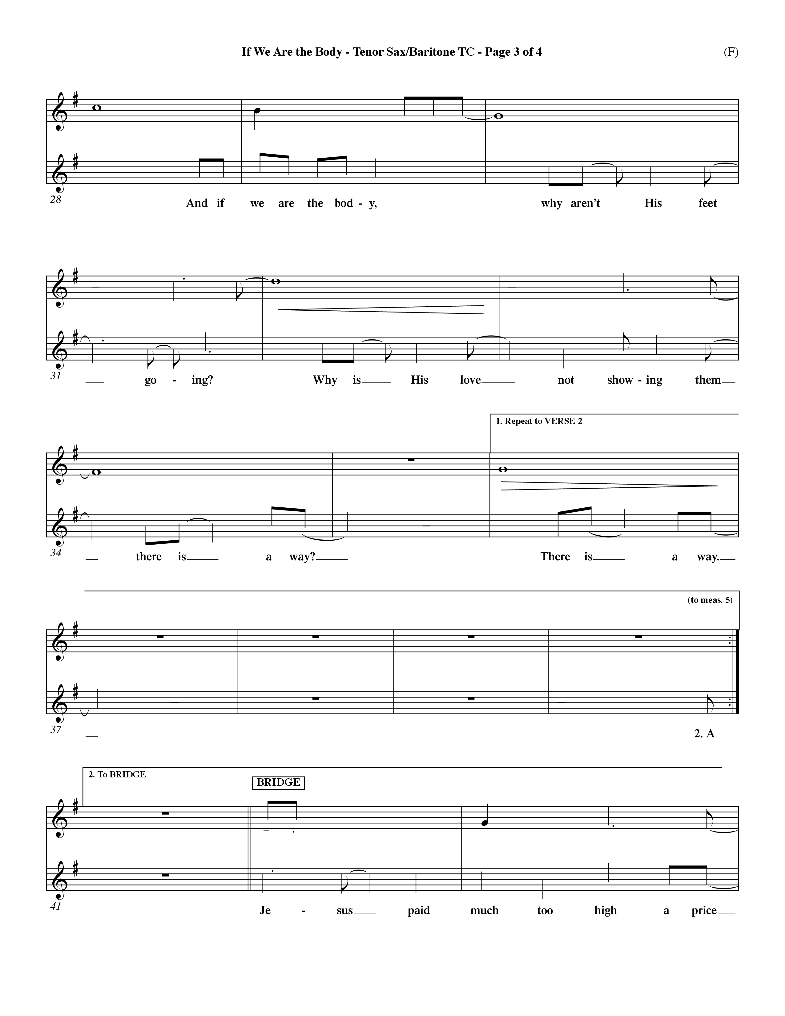 If We Are The Body (Choral Anthem SATB) Tenor Sax/Baritone T.C. (Word Music Choral / Orch. Dave Williamson)