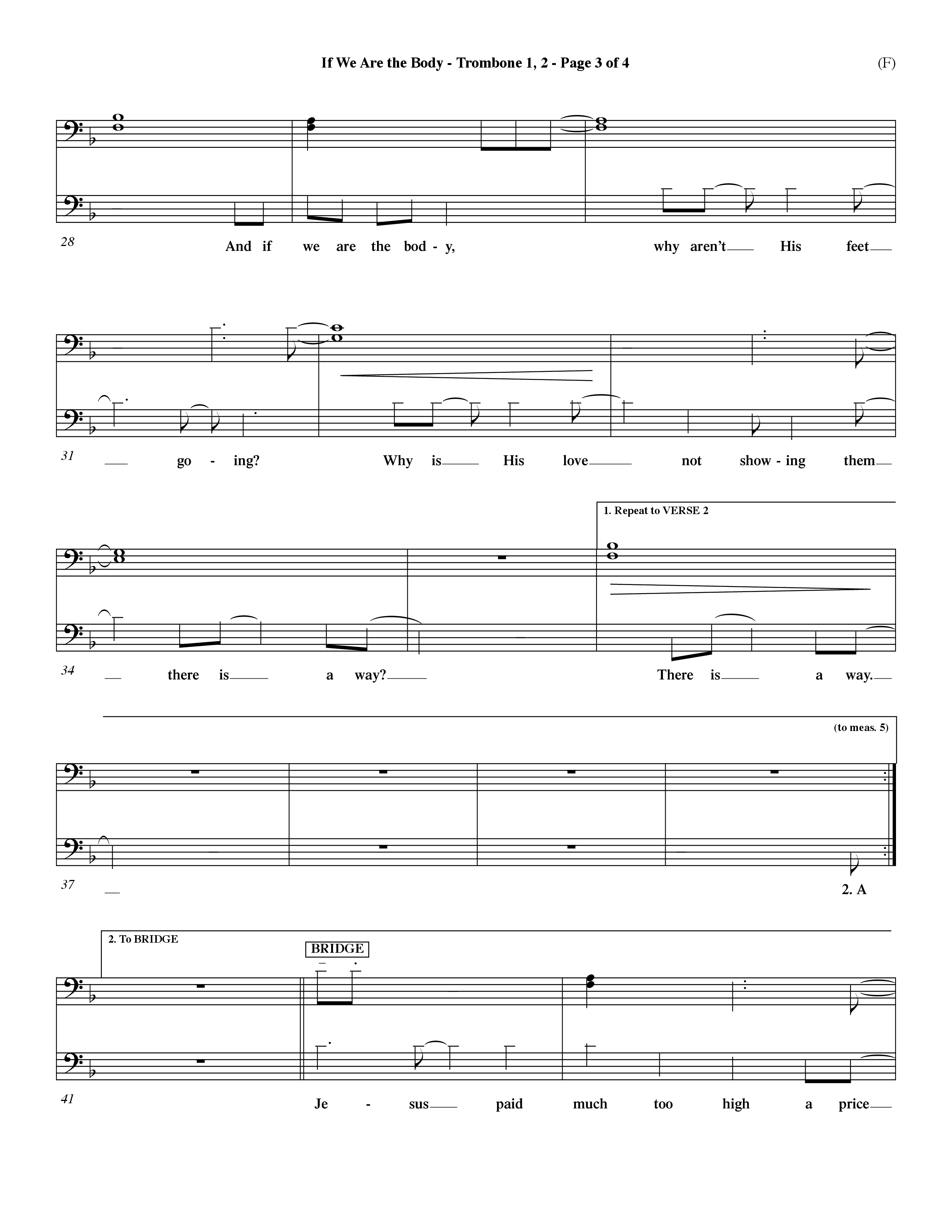 If We Are The Body (Choral Anthem SATB) Trombone 1/2 (Word Music Choral / Orch. Dave Williamson)