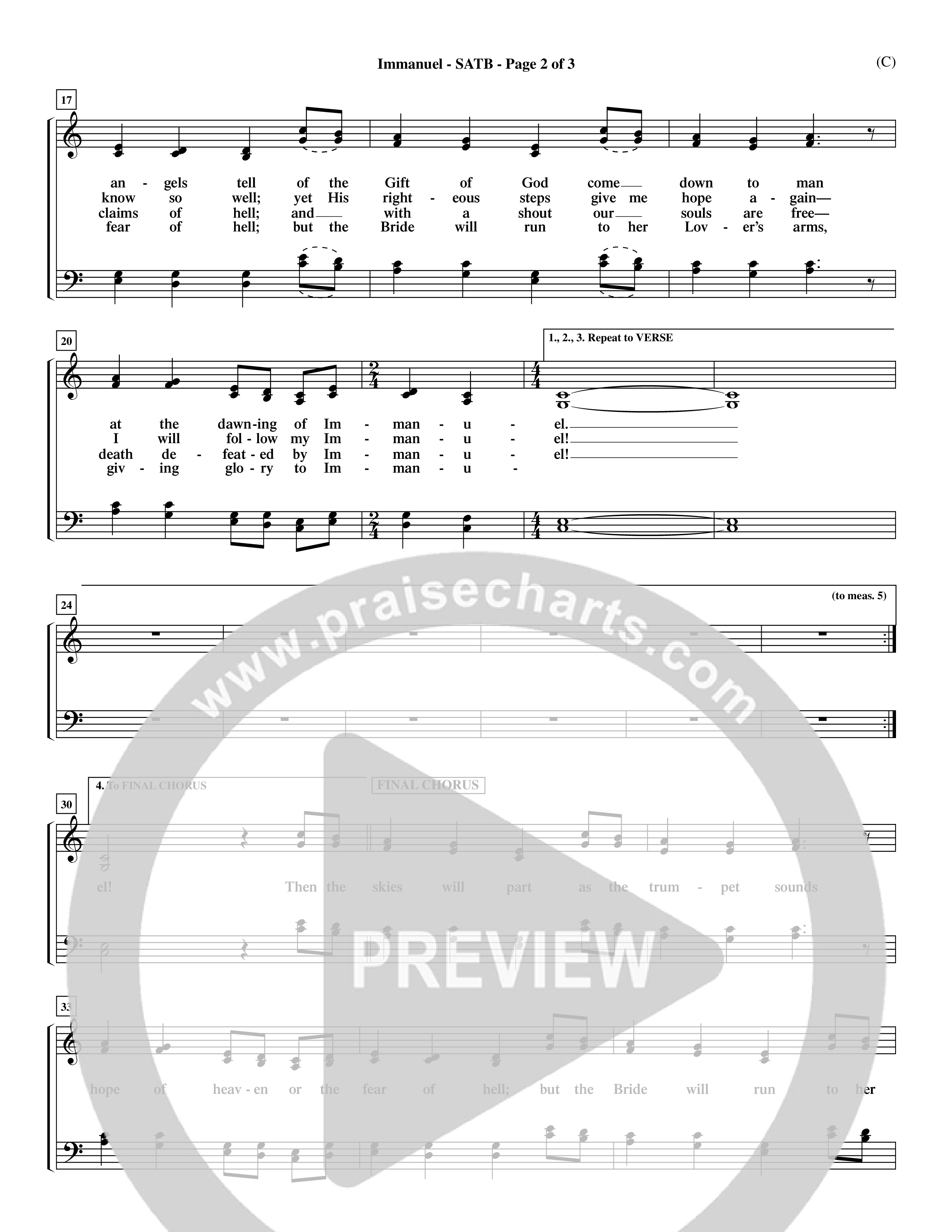 Immanuel (Choral Anthem SATB) Choir Sheet (SATB) (Word Music Choral / Orch. Dave Williamson)