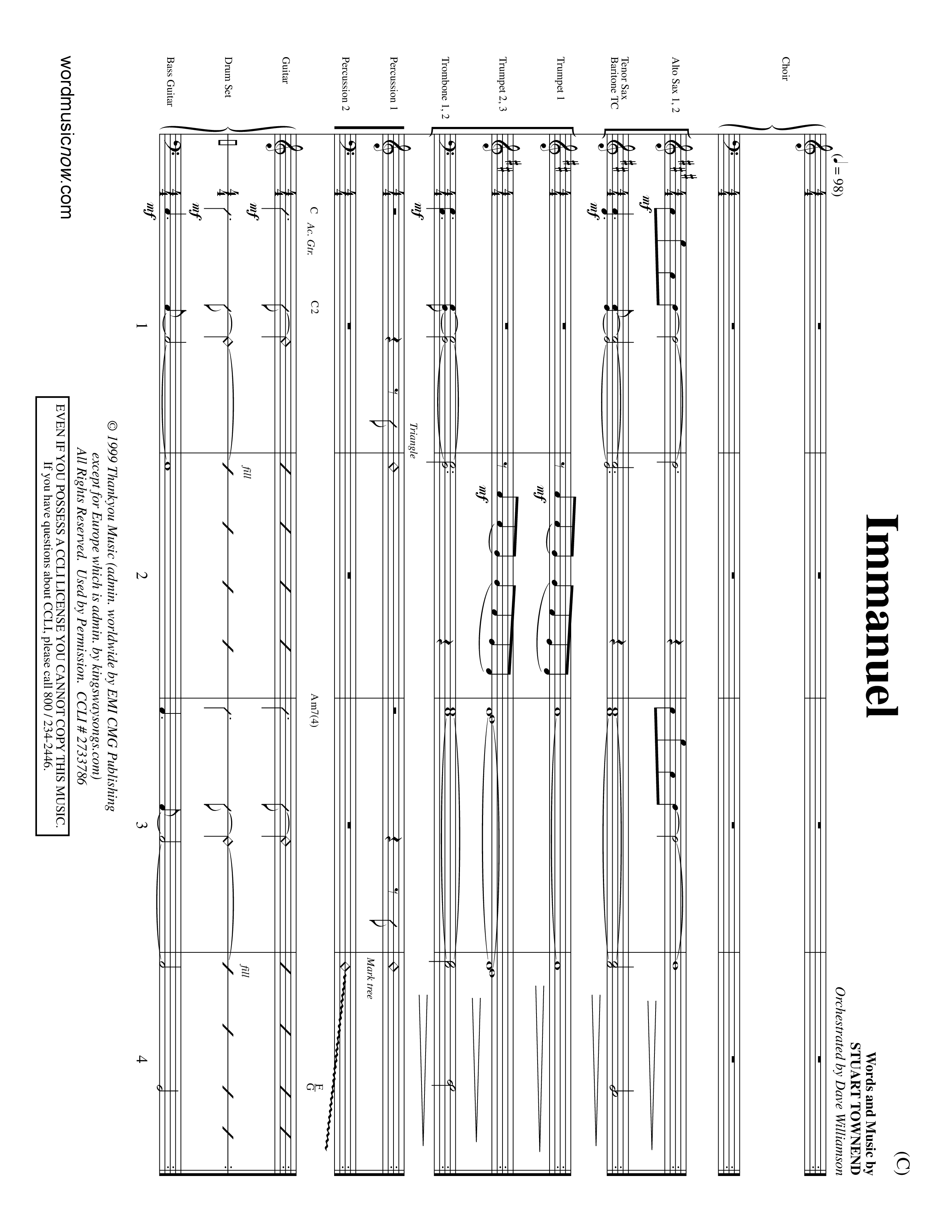 Immanuel (Choral Anthem SATB) Conductor's Score (Word Music Choral / Orch. Dave Williamson)