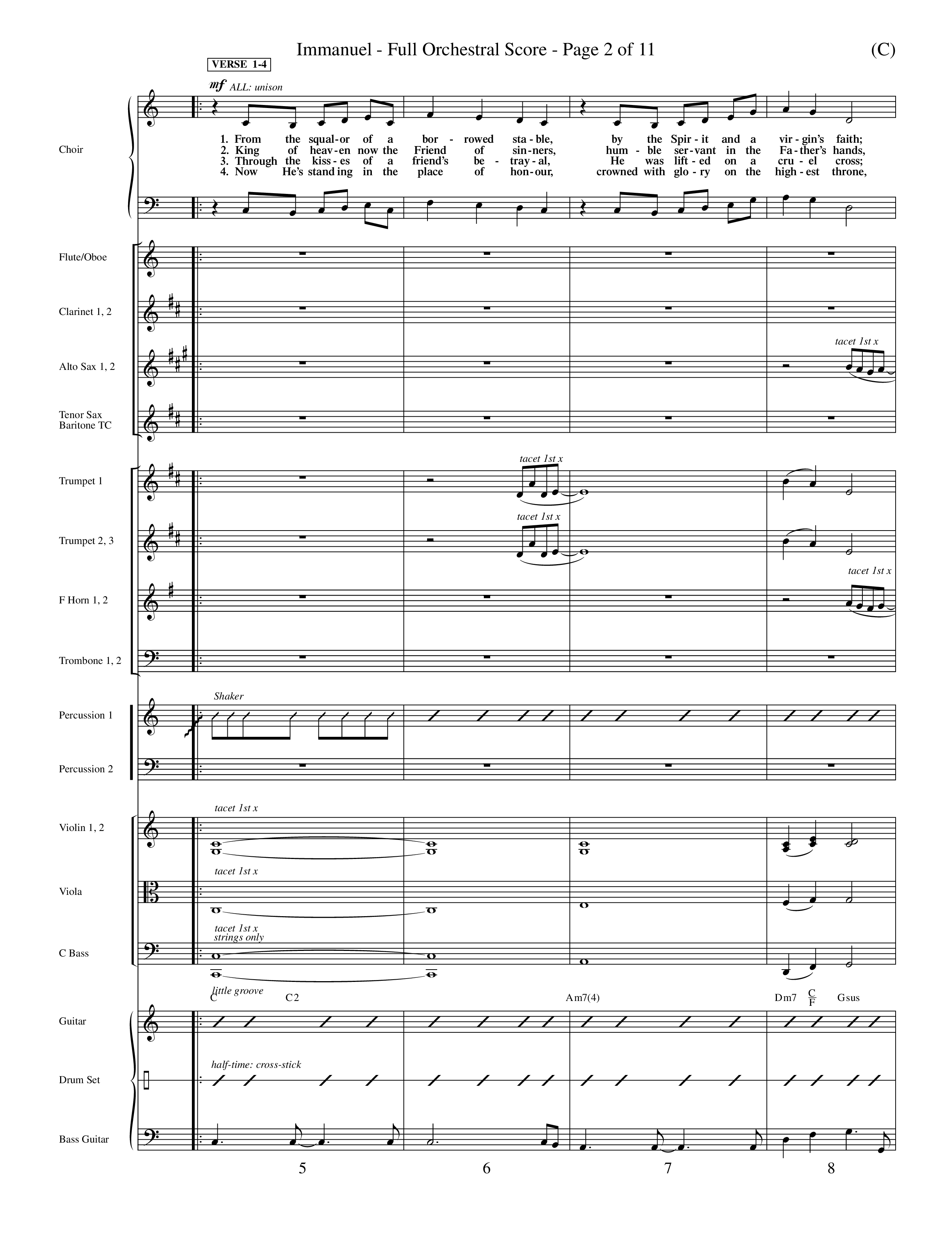 Immanuel (Choral Anthem SATB) Orchestration (Word Music Choral / Orch. Dave Williamson)