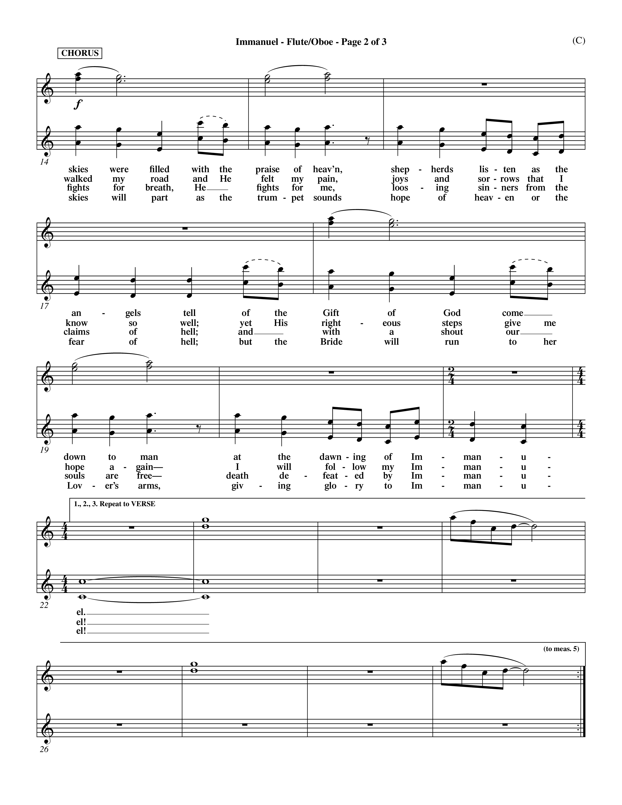 Immanuel (Choral Anthem SATB) Flute/Oboe (Word Music Choral / Orch. Dave Williamson)