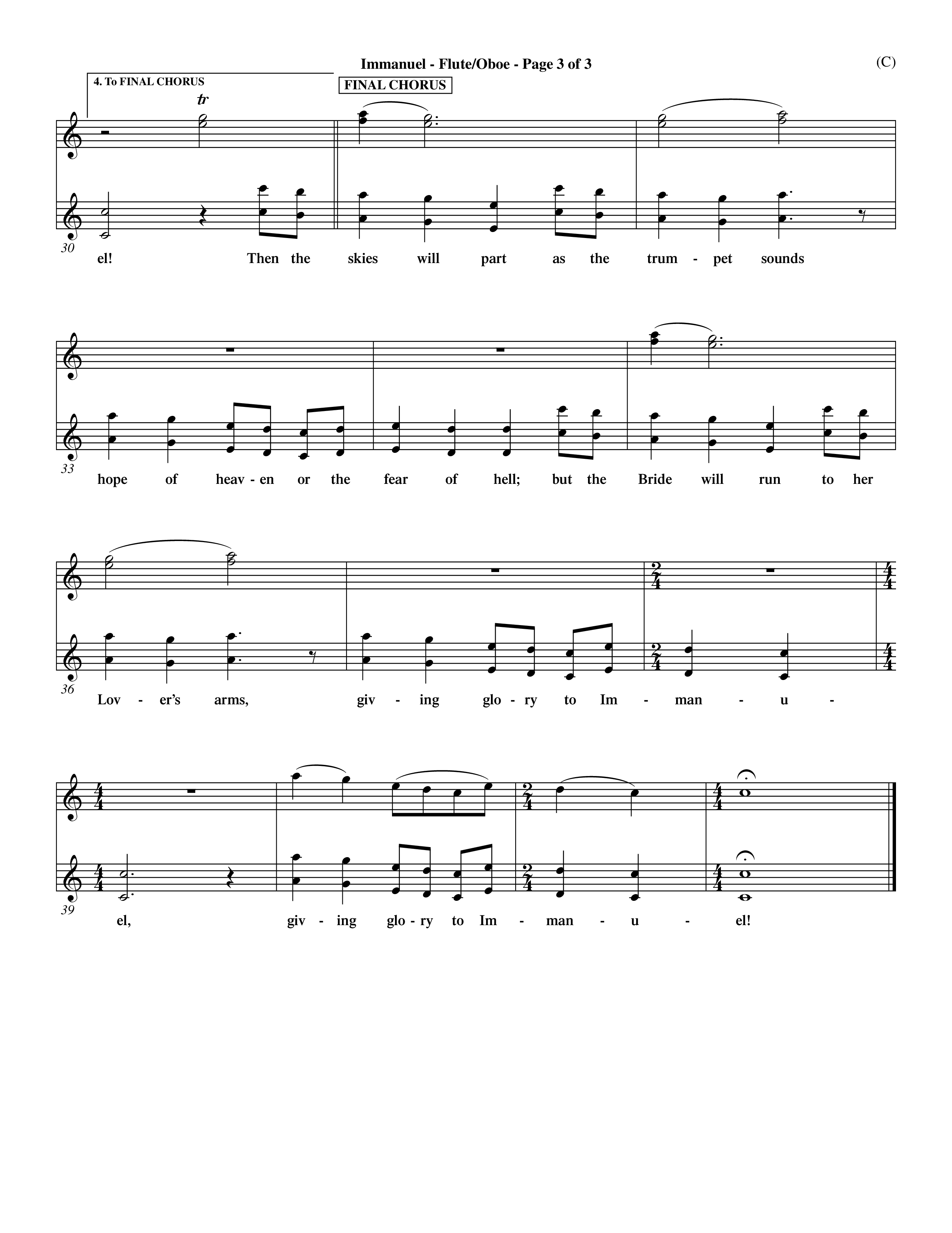 Immanuel (Choral Anthem SATB) Flute/Oboe (Word Music Choral / Orch. Dave Williamson)