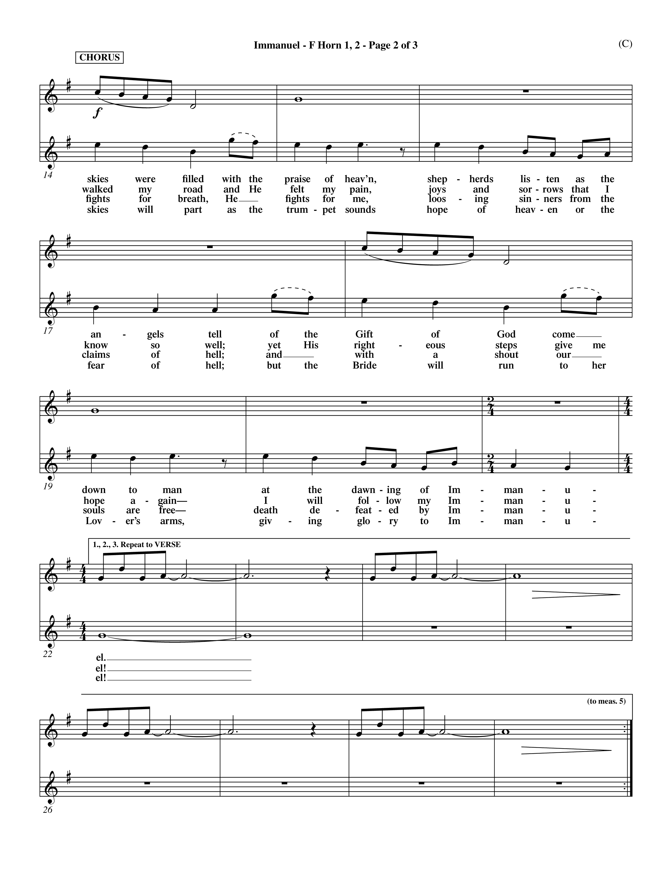 Immanuel (Choral Anthem SATB) French Horn (Word Music Choral / Orch. Dave Williamson)