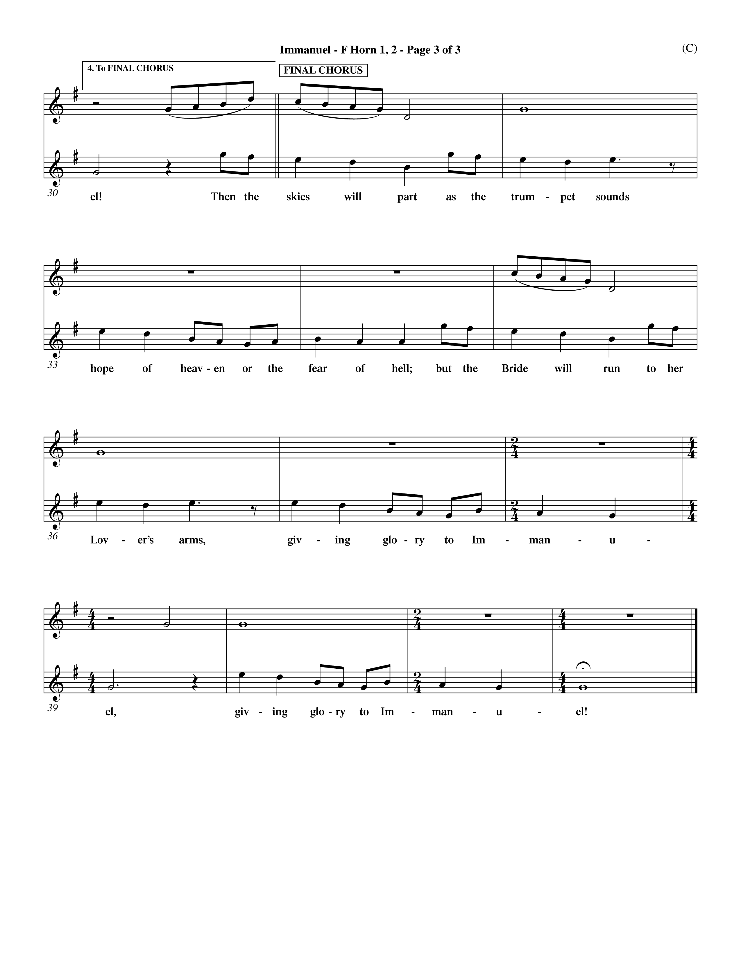 Immanuel (Choral Anthem SATB) French Horn (Word Music Choral / Orch. Dave Williamson)