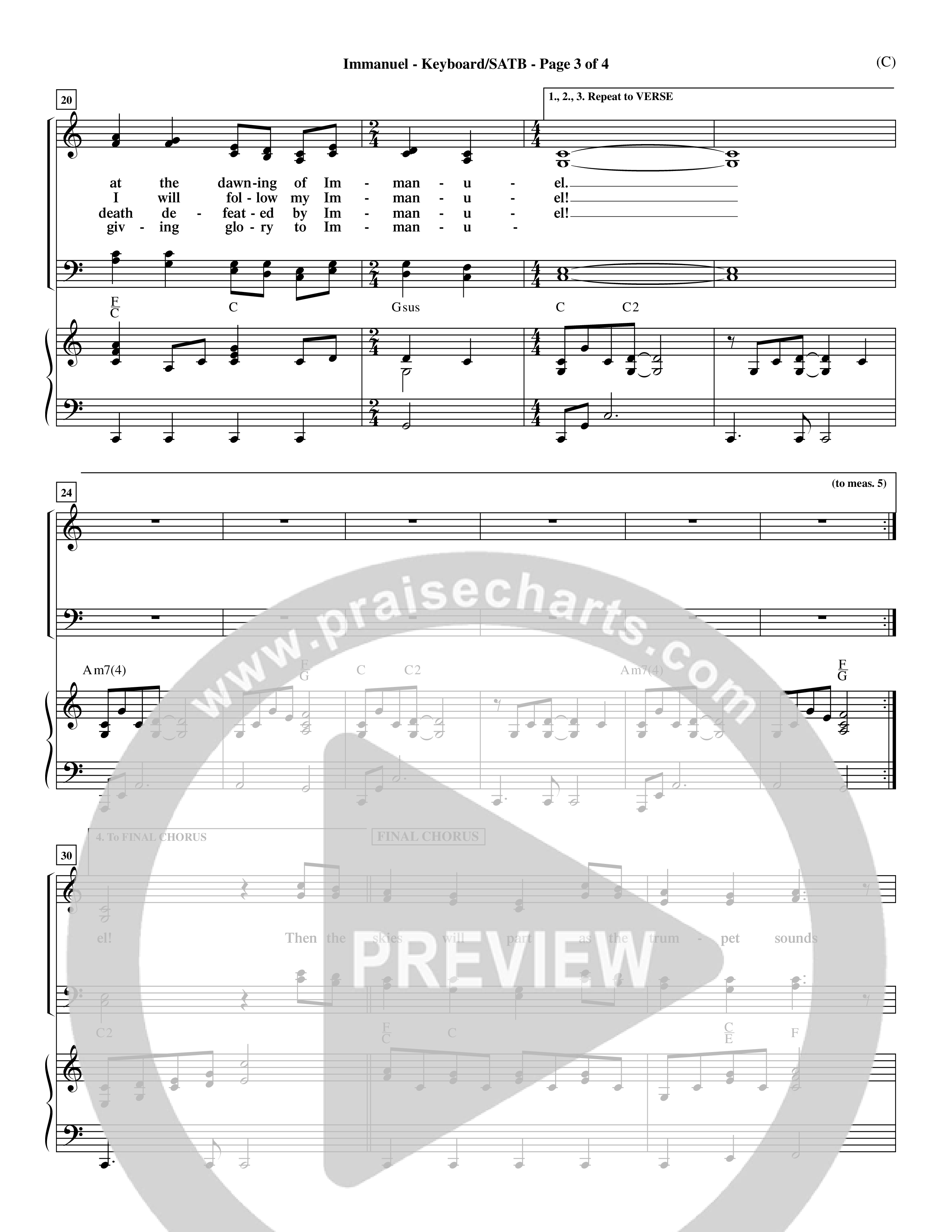 Immanuel (Choral Anthem SATB) Keyboard/Vocal (SATB) (Word Music Choral / Orch. Dave Williamson)