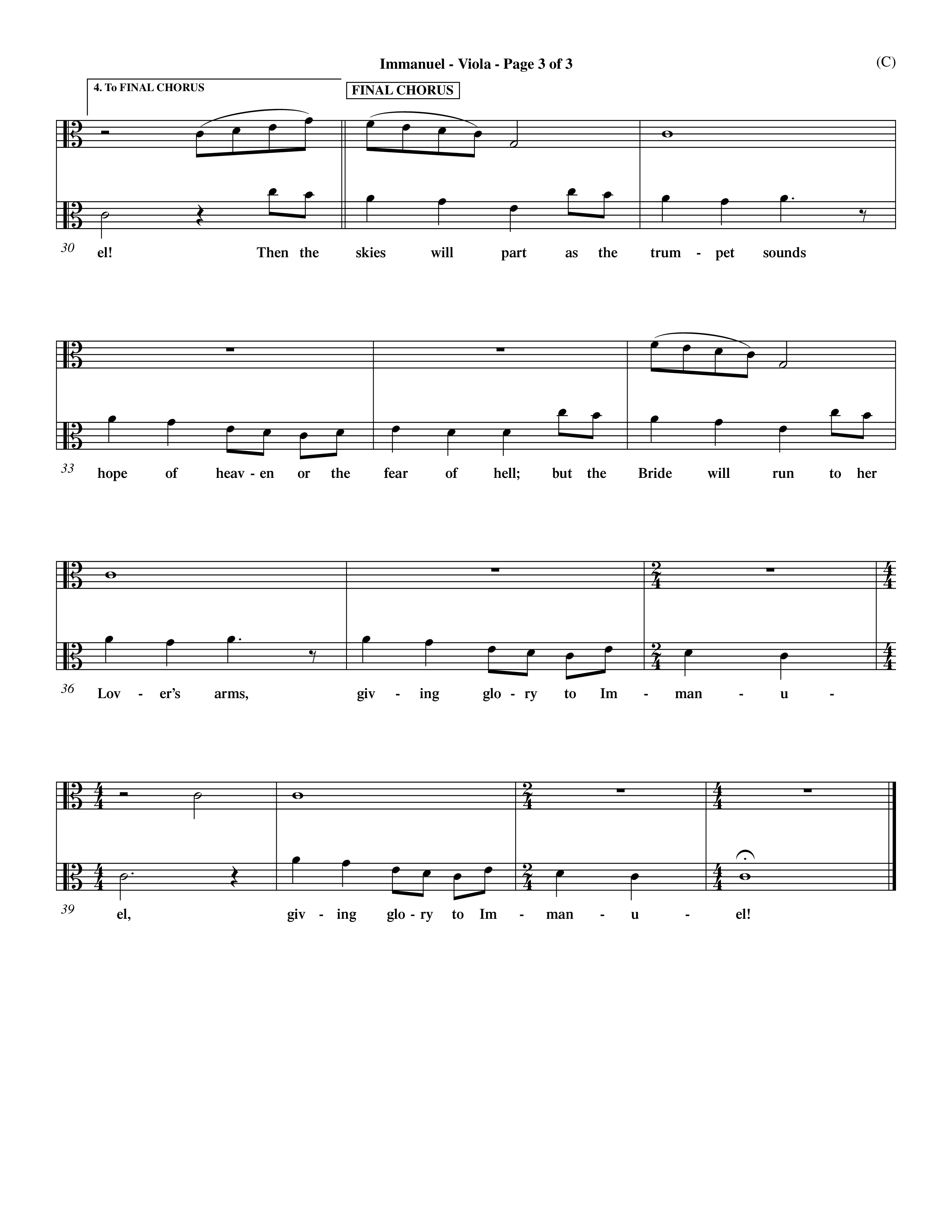 Immanuel (Choral Anthem SATB) Viola (Word Music Choral / Orch. Dave Williamson)