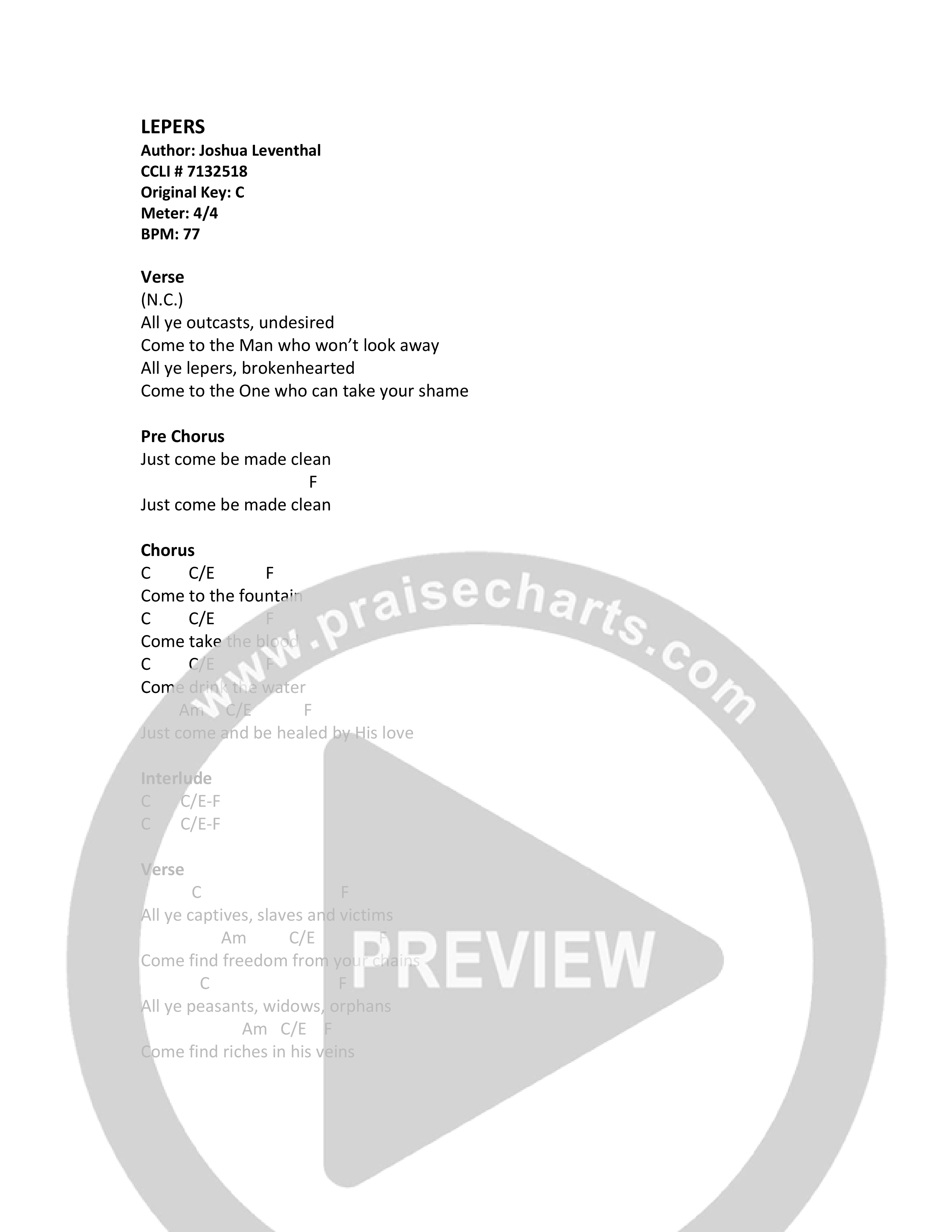 Lepers Chord Chart (Joshua Leventhal)
