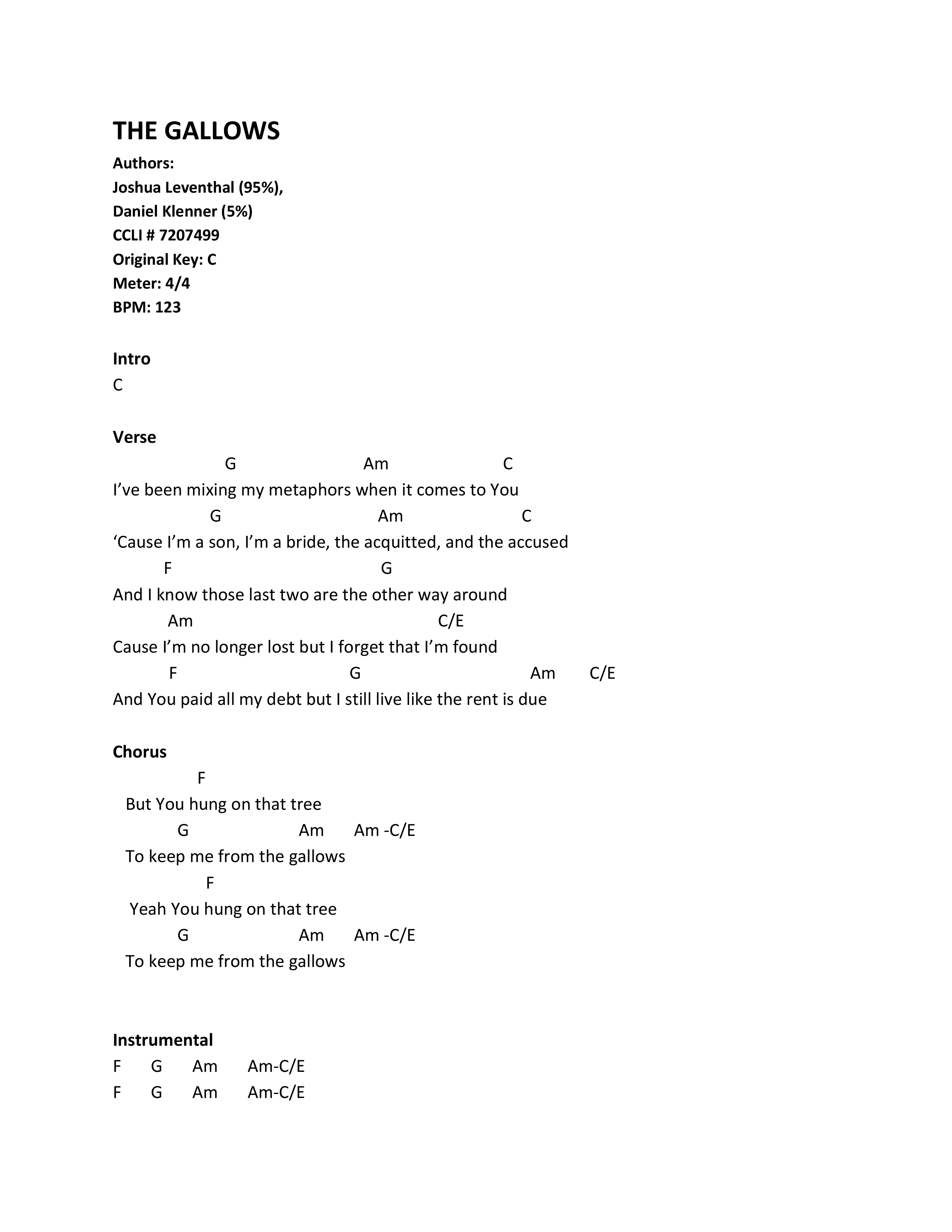 The Gallows Chord Chart (Joshua Leventhal)