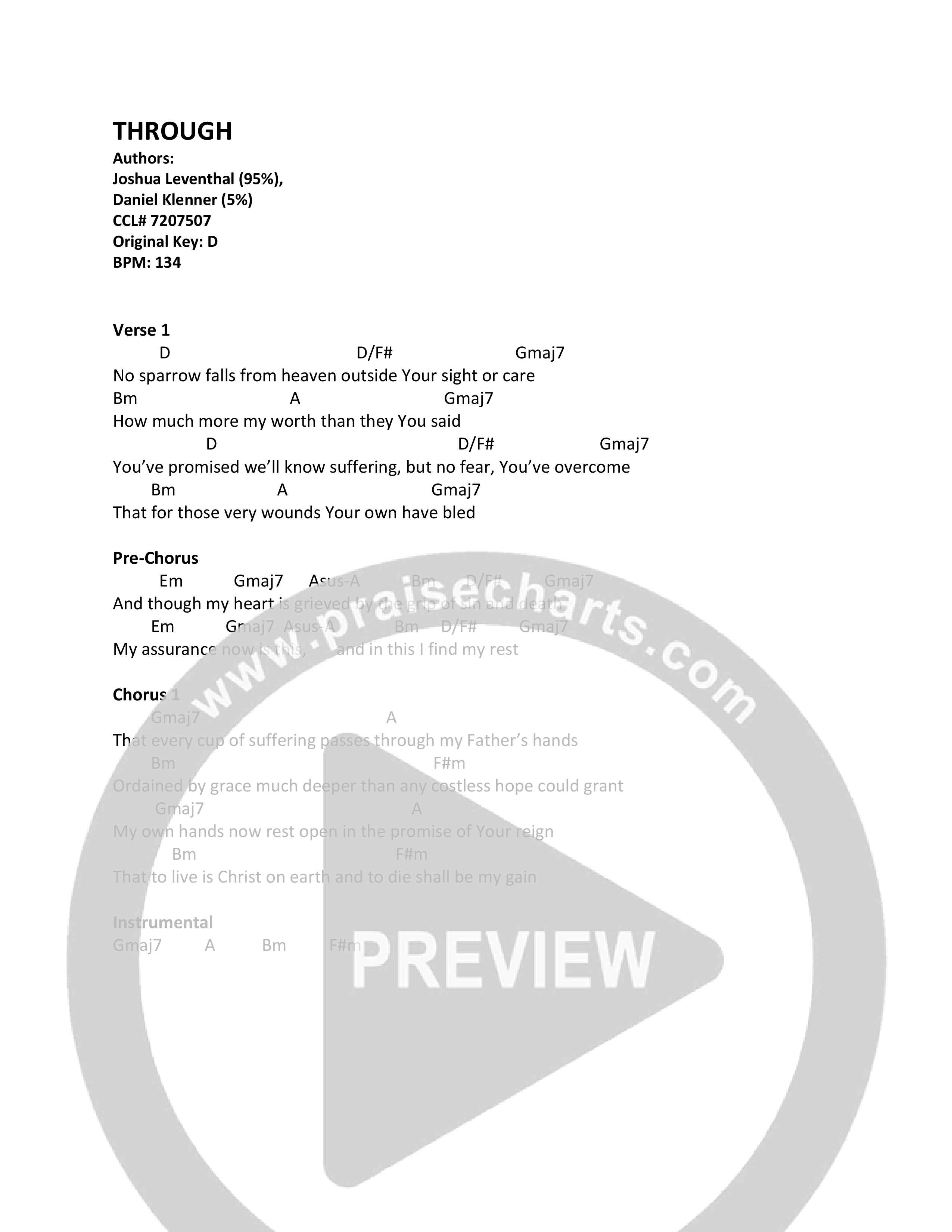 Through Chord Chart (Joshua Leventhal)