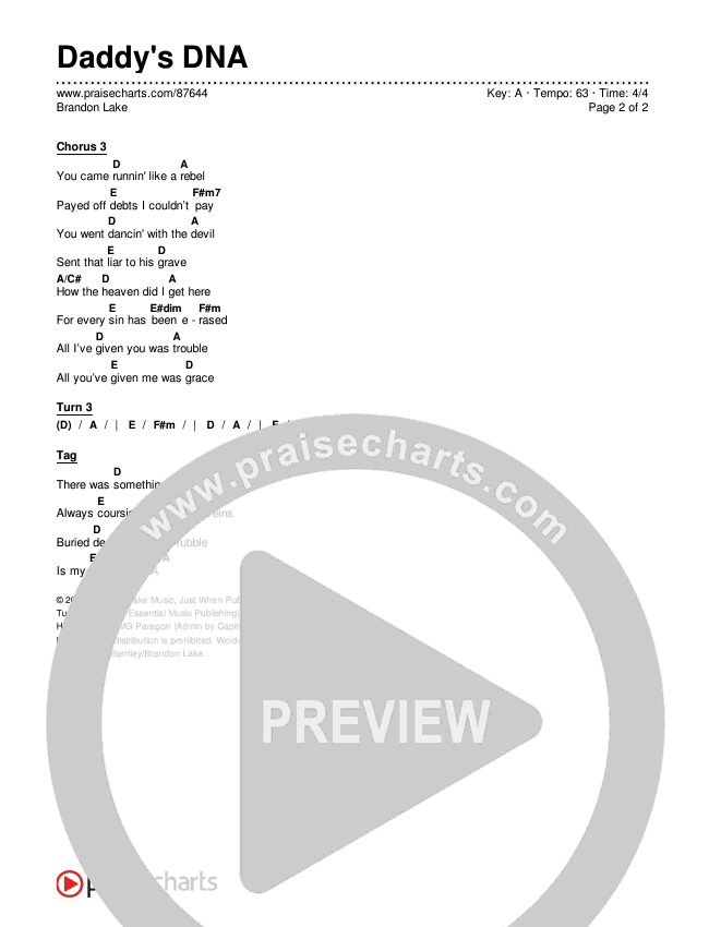 Daddy's DNA Chords & Lyrics (Brandon Lake)