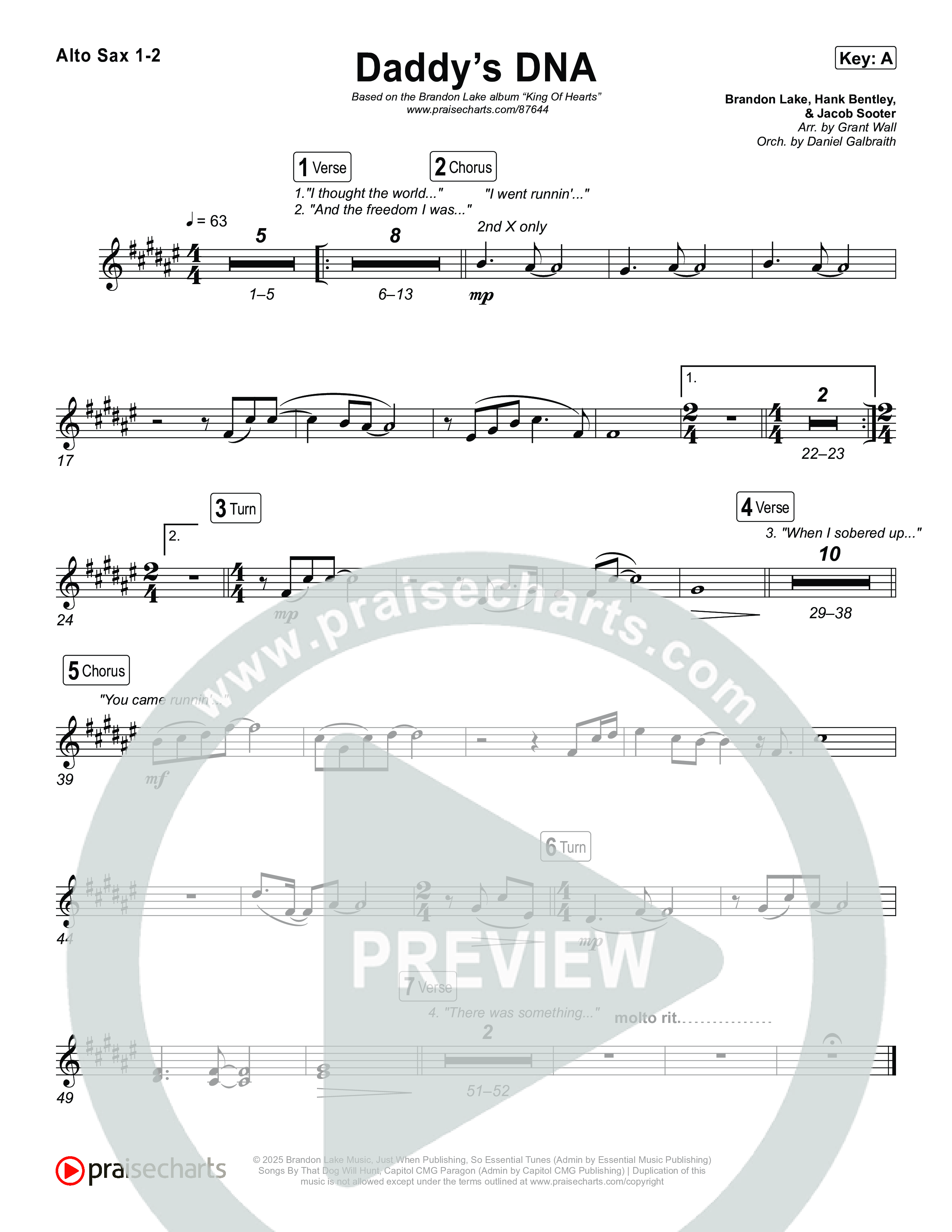 Daddy's DNA Alto Sax 1,2 (Brandon Lake)